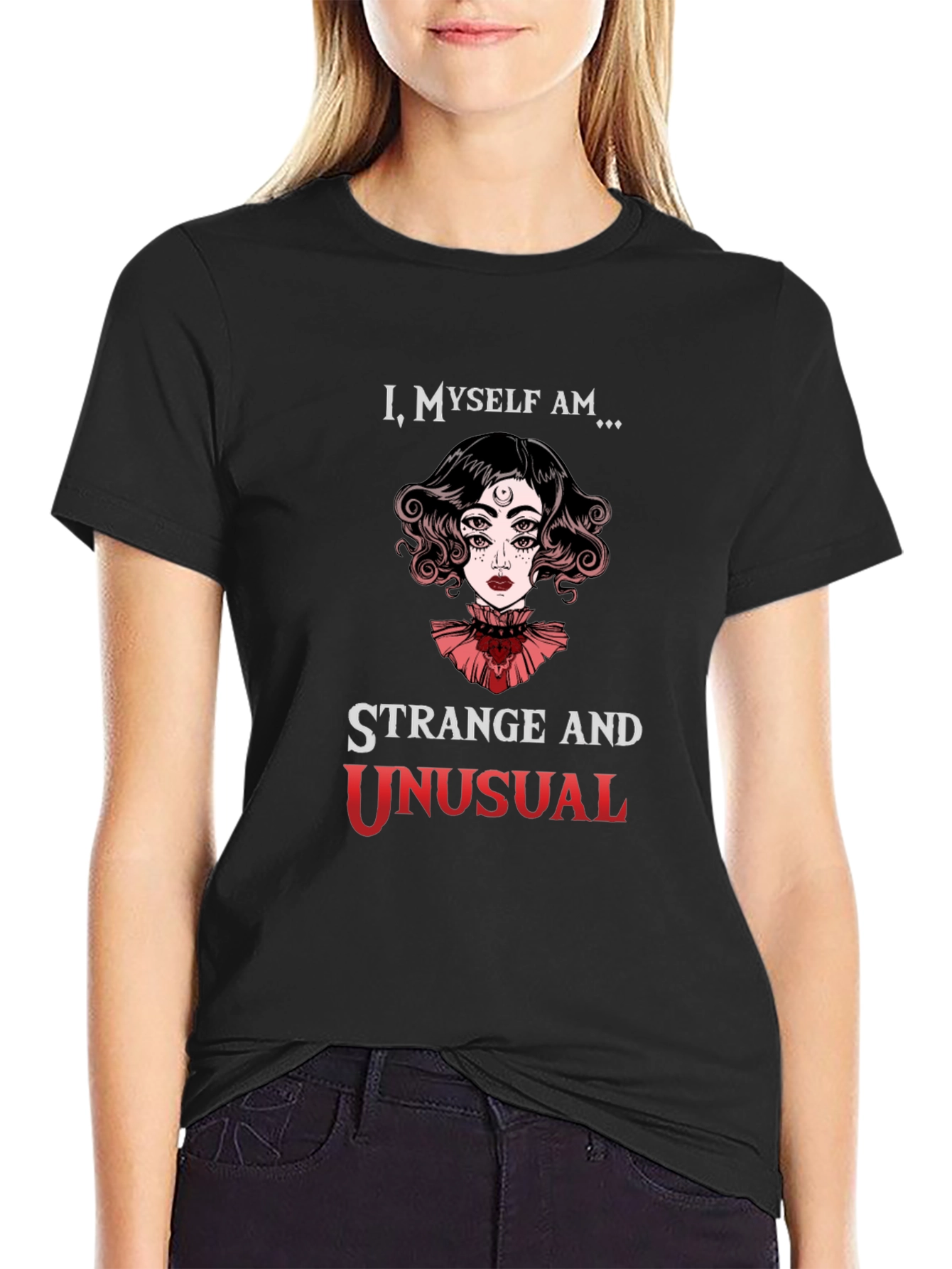 Black Strange and Unusual Graphic T-Shirt view 2