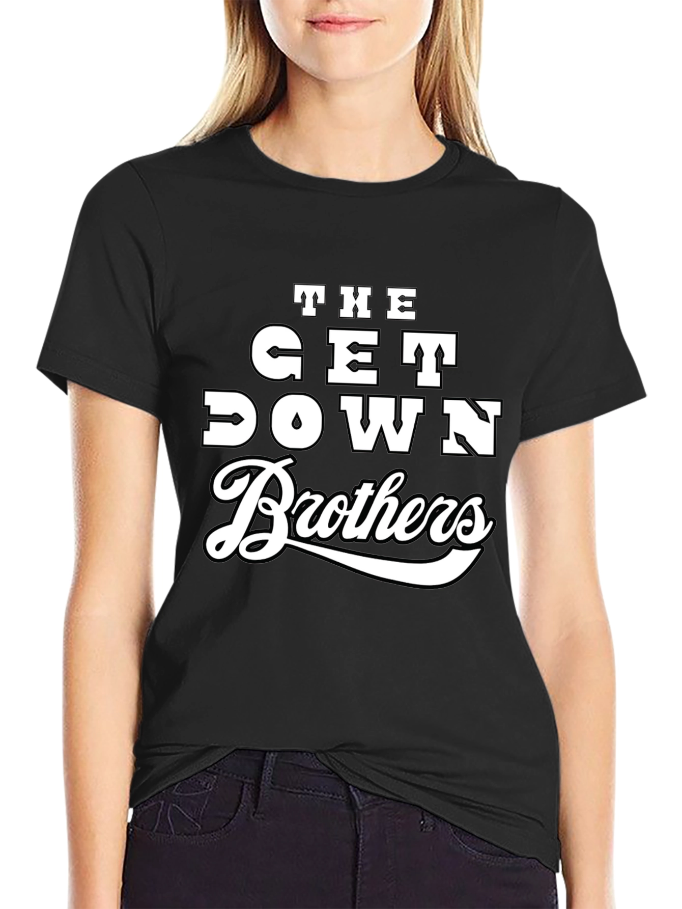 Black The Get Down Brothers Graphic Tee - Trendy Black T-Shirt view 2