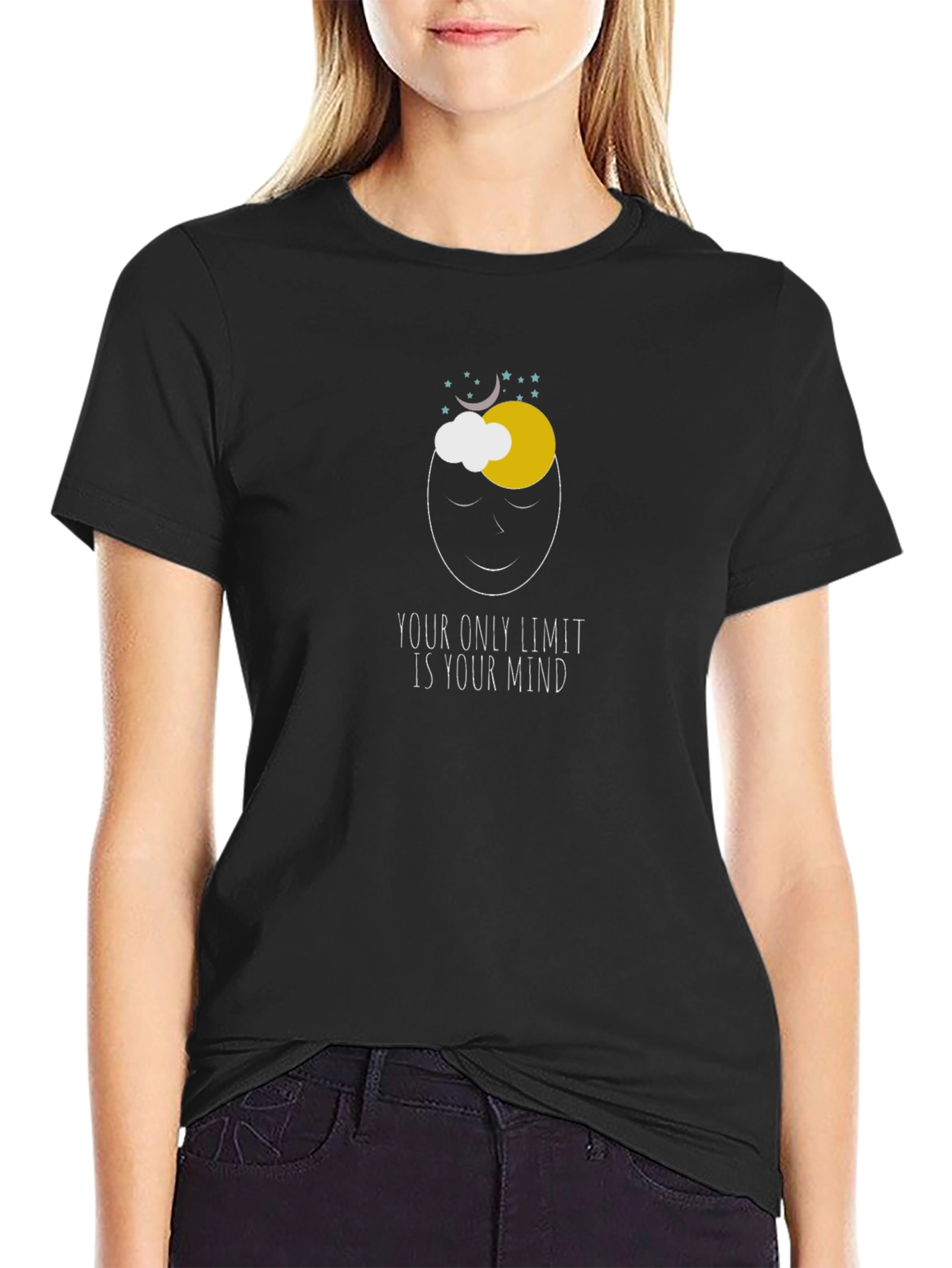 Black Mind Limit Graphic Print T-Shirt - Inspirational Design view 2