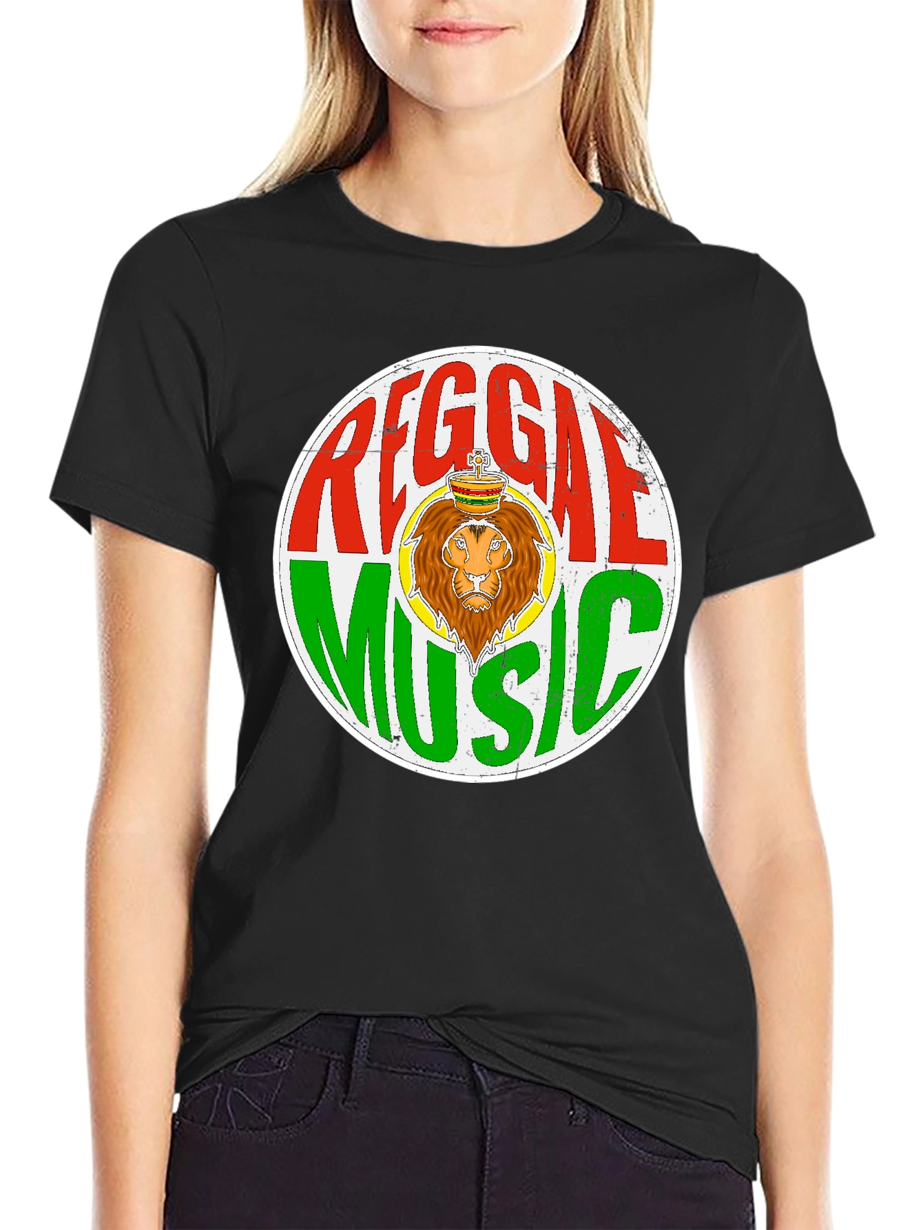 Black Reggae Music Lion Graphic T-Shirt view 2