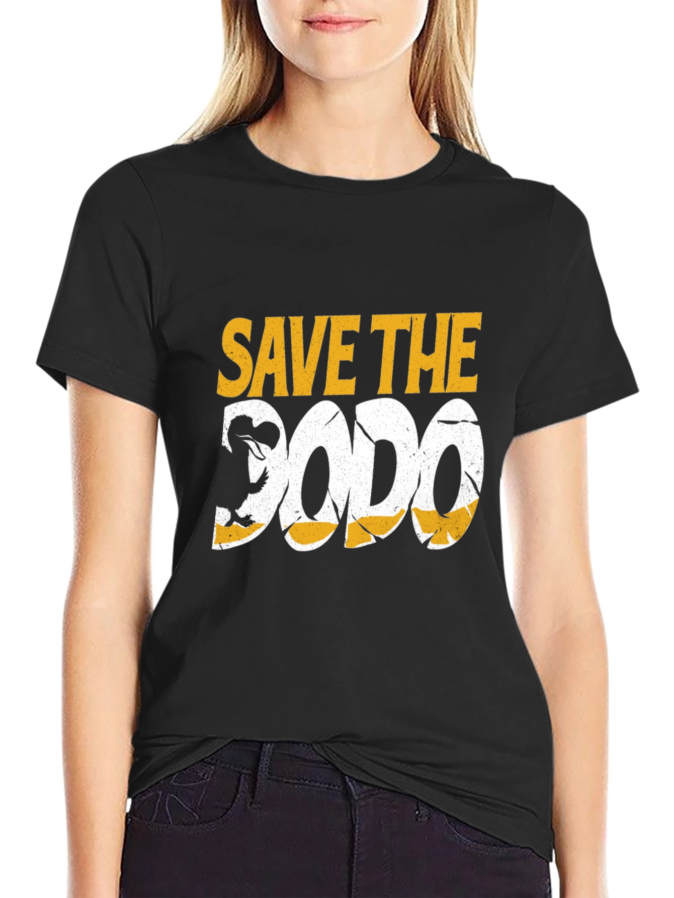 Black Save the Dodo Graphic Tee - Black Cotton T-Shirt view 2