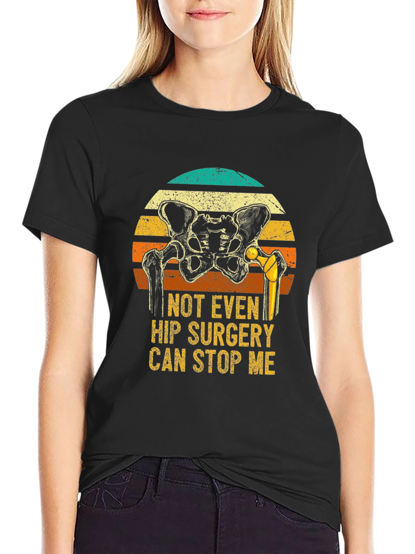 Black Hip Replacement Funny Graphic Tee view 2