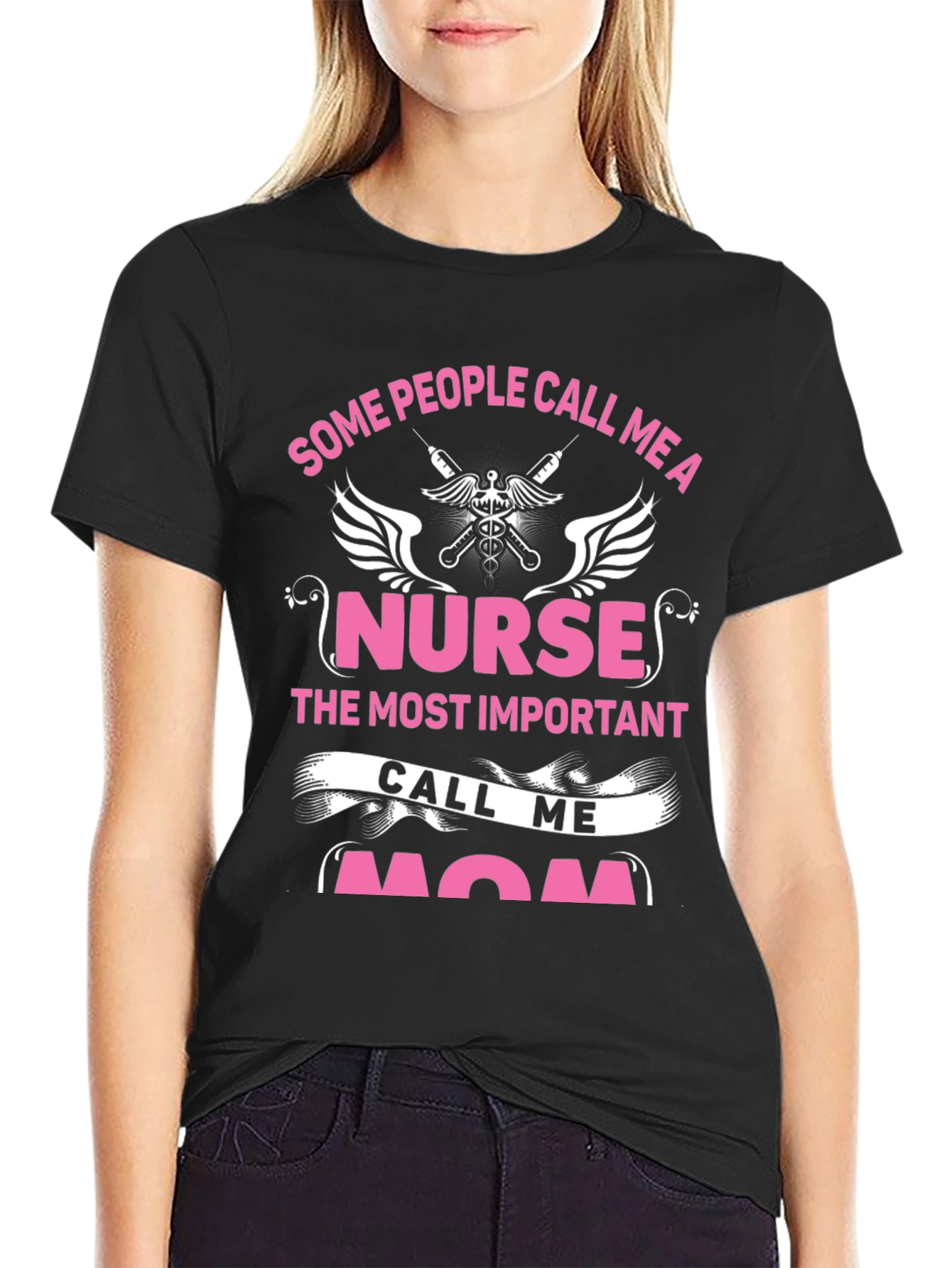 Black Nurse Mom Graphic Tee view 2