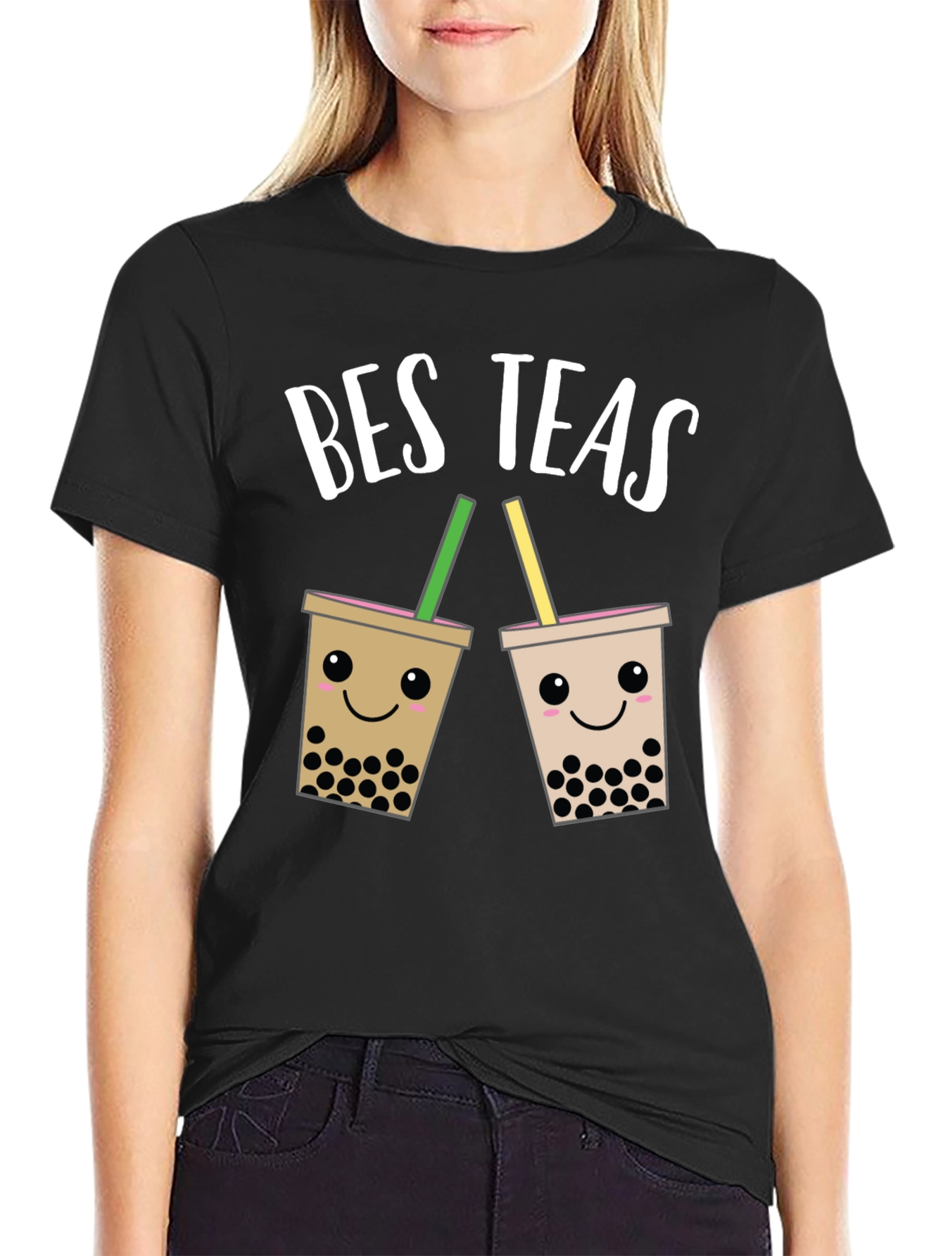 Black Bes Teas Bubble Tea Graphic T-Shirt view 2
