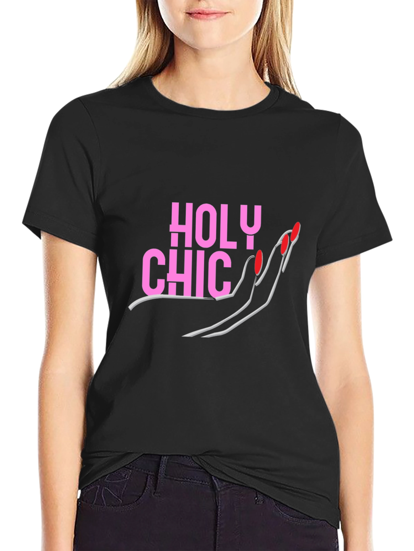 Black Holy Chic Graphic Tee - Stylish Fashion T-Shirt view 2