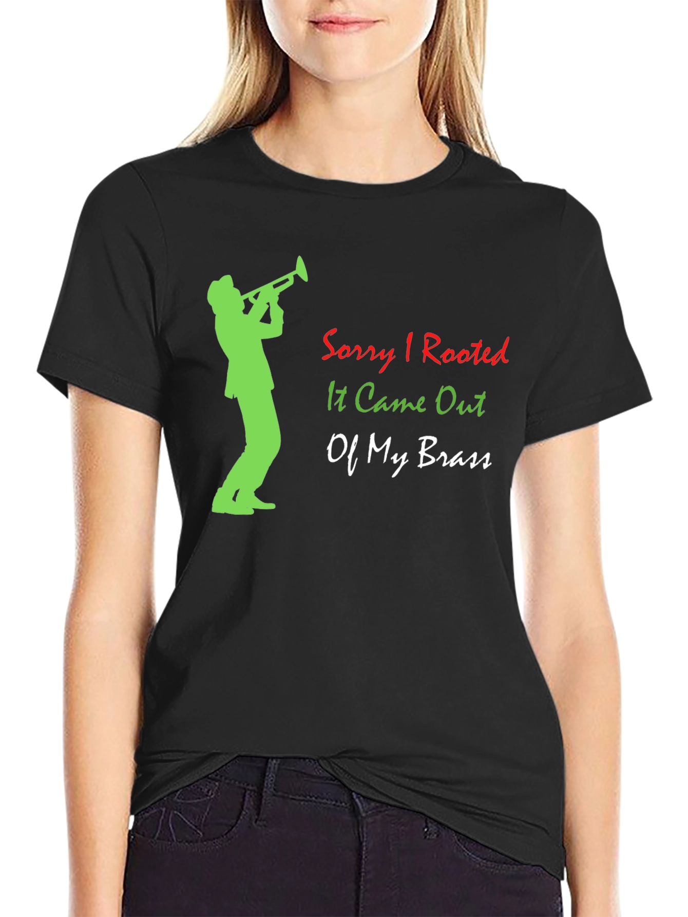 Black Sorry I Tooted T-Shirt Funny Trumpet Player Tee view 2