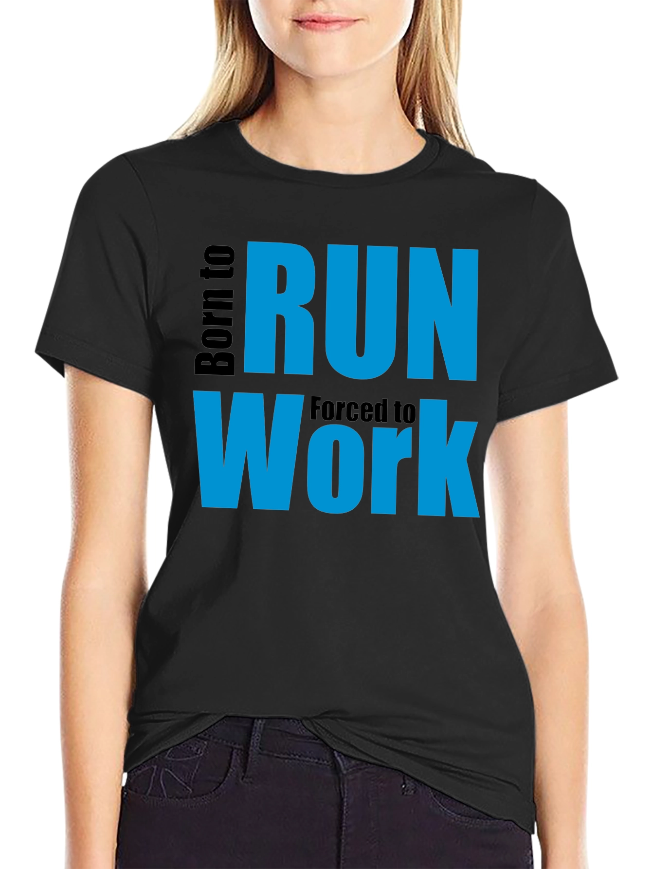 Black Born to Run T-Shirt - Black Cotton Graphic Tee view 2