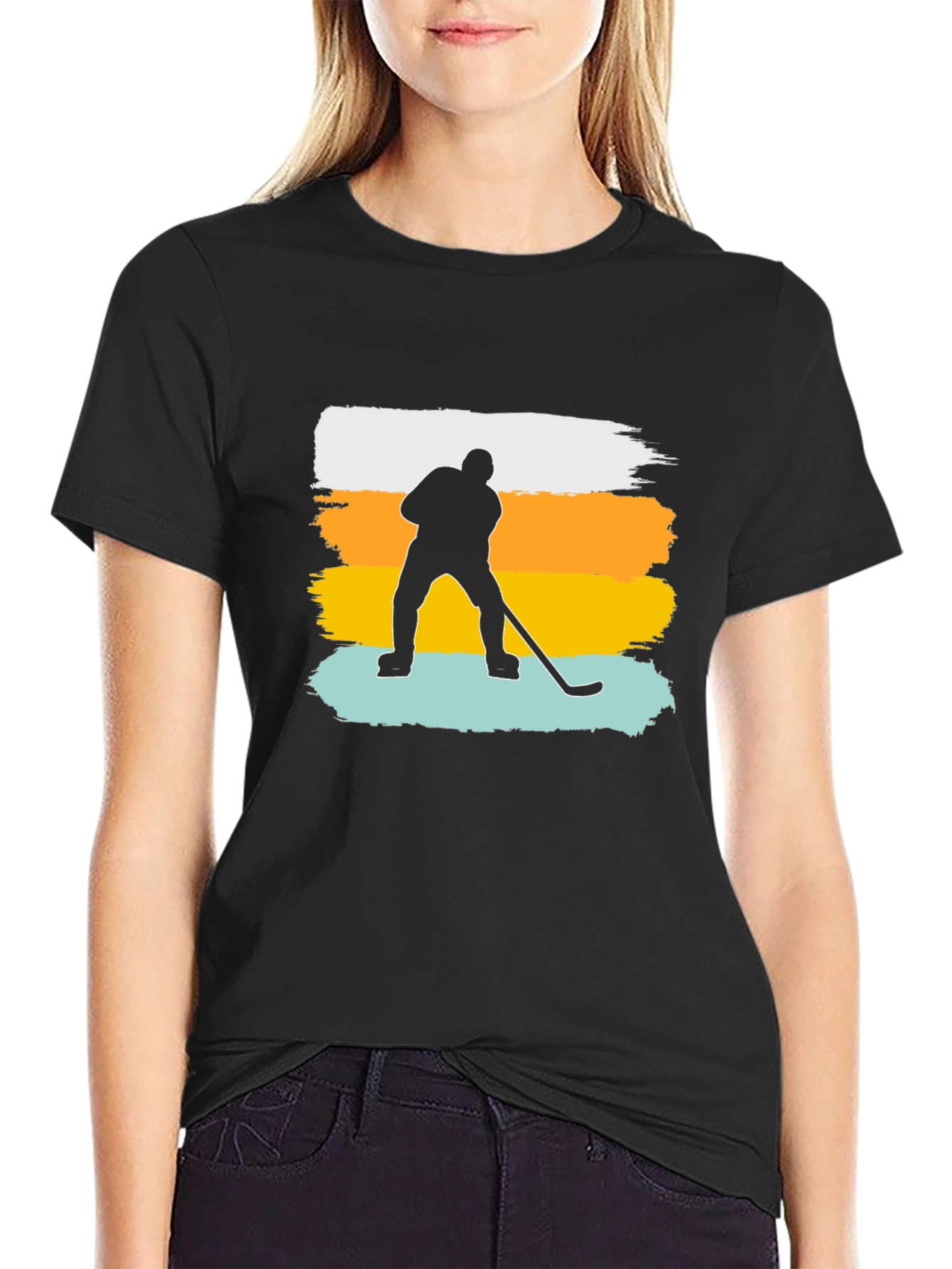 Black Hockey Player Graphic T-Shirt view 2