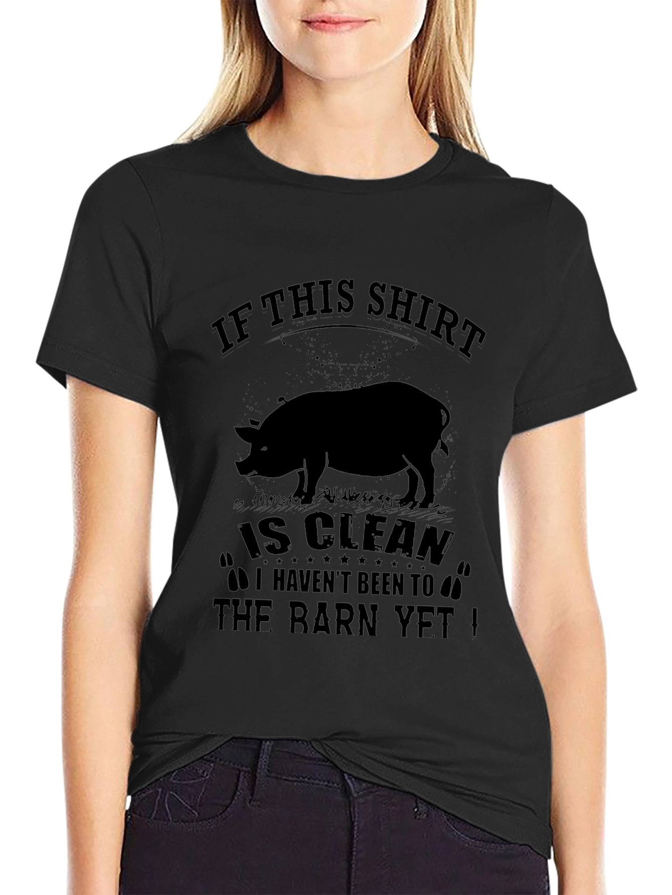Black Funny Pig T-Shirt: If This Shirt Is Clean... view 2