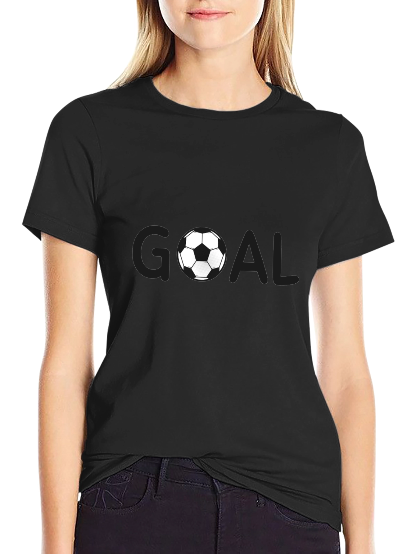 Black Goal Soccer Ball Graphic T-Shirt - Black view 2