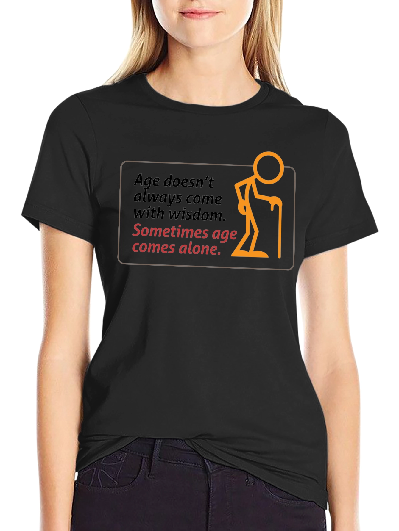 Black Age Alone Graphic Black T-Shirt view 2