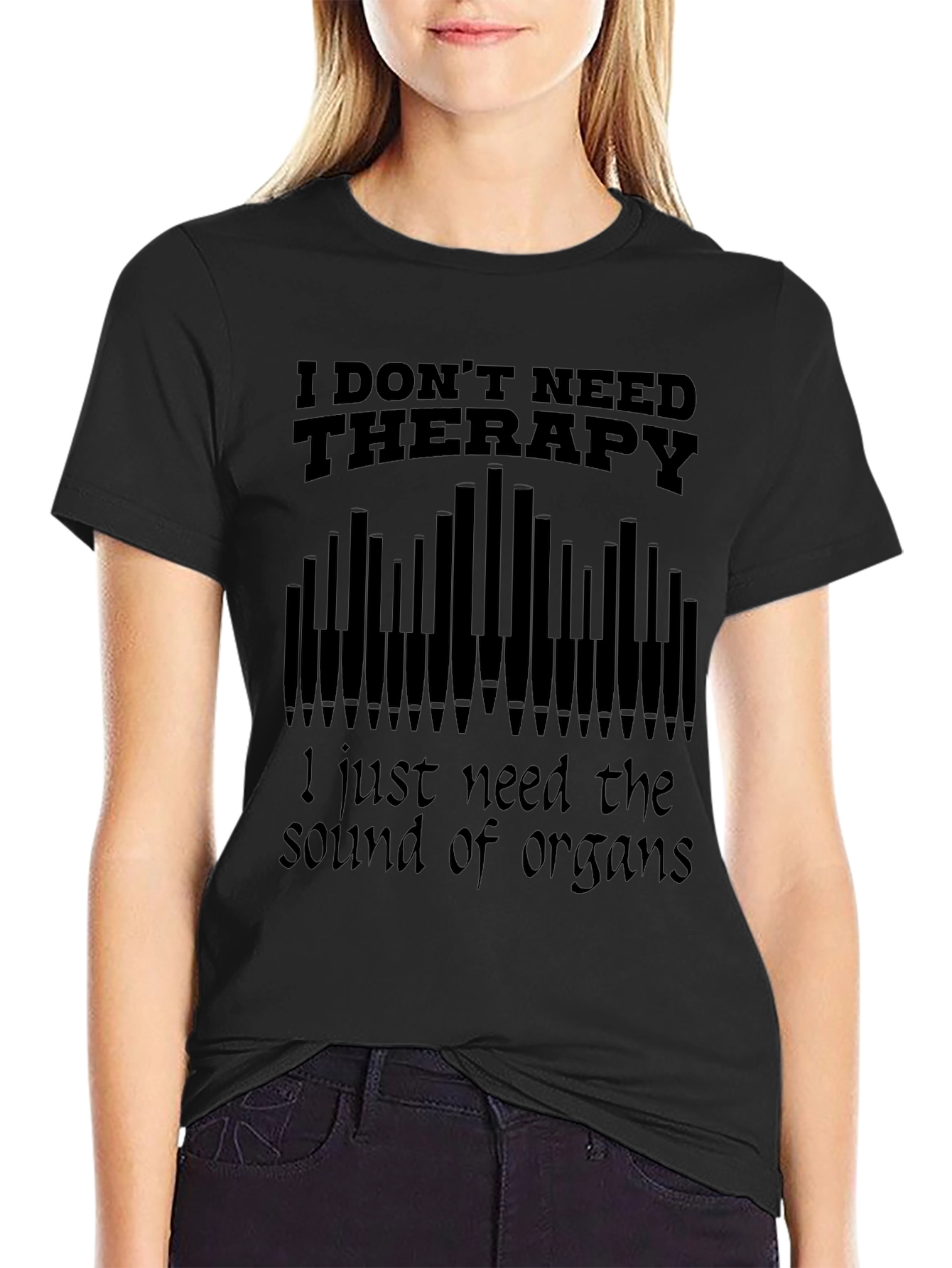 Black Organ Music Therapy T-Shirt view 2