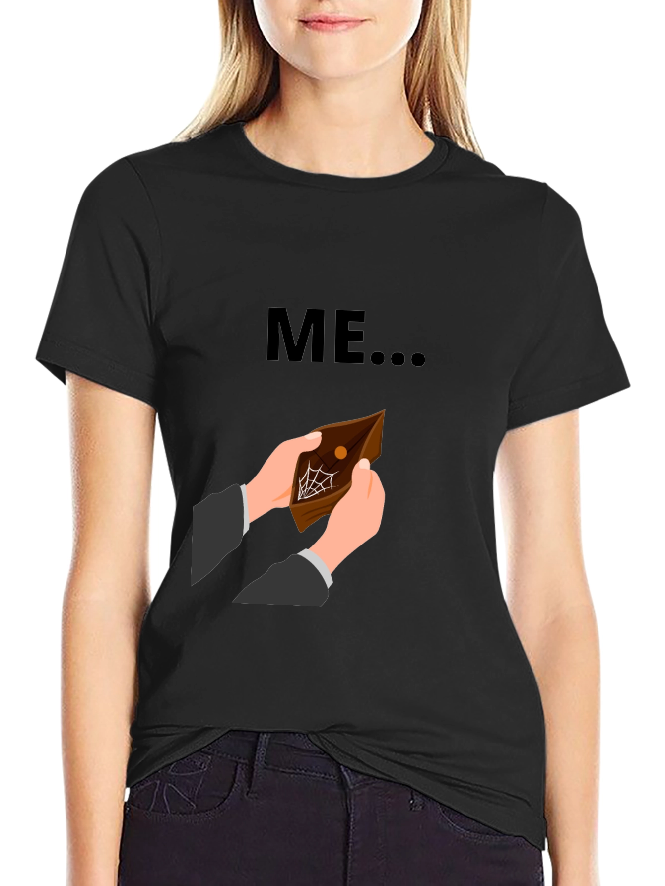 Black Funny 'ME' Empty Wallet Graphic T-Shirt view 2