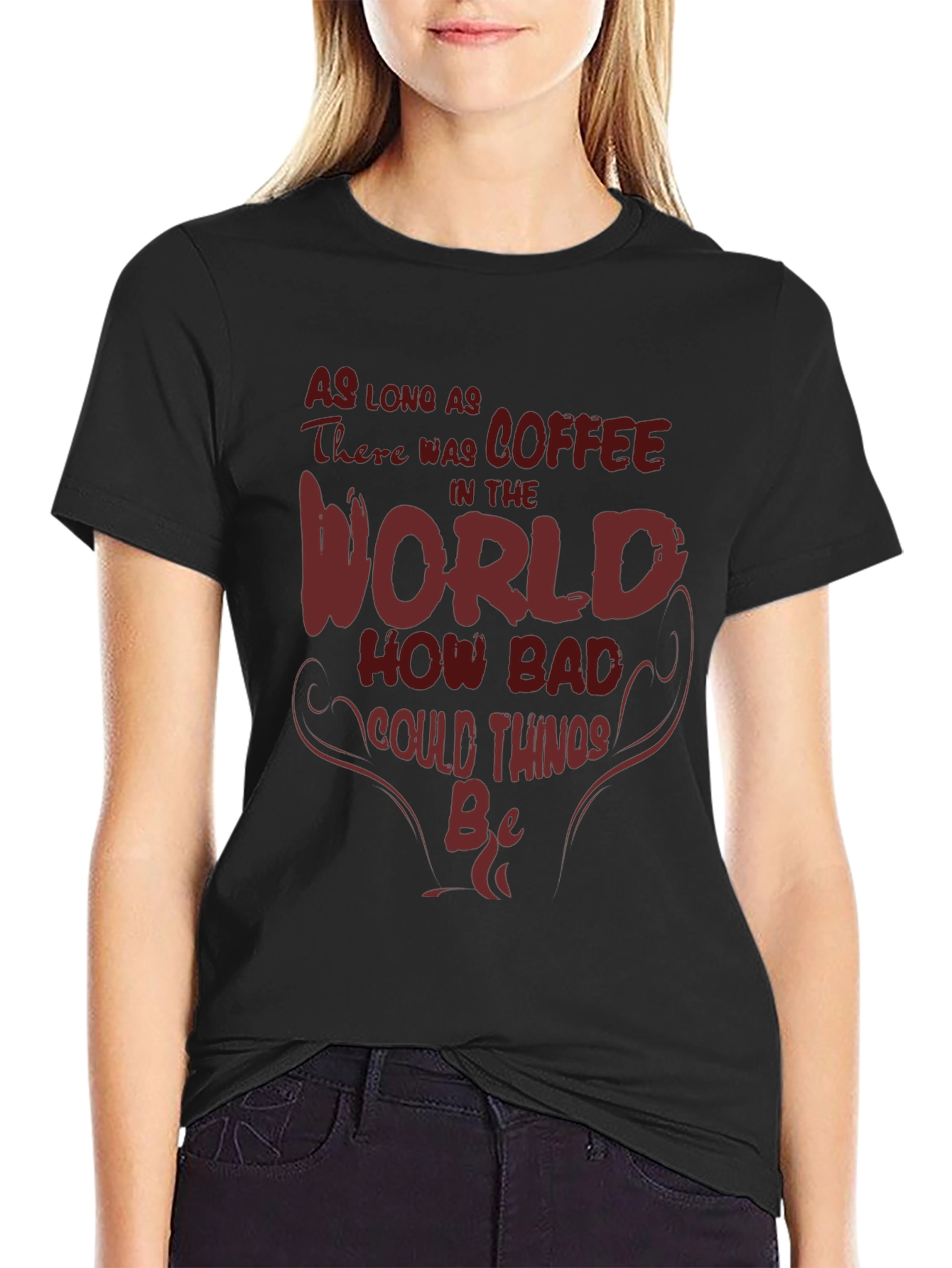 Black Coffee World T-Shirt - Funny Slogan Tee view 2