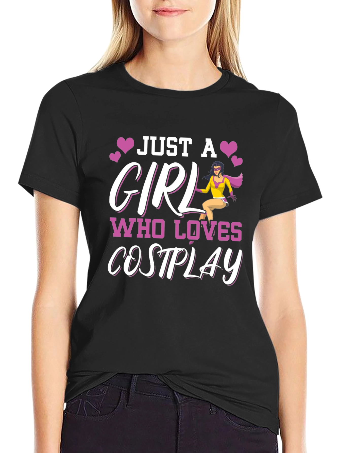 Black Just a Girl Who Loves Cosplay T-Shirt view 2