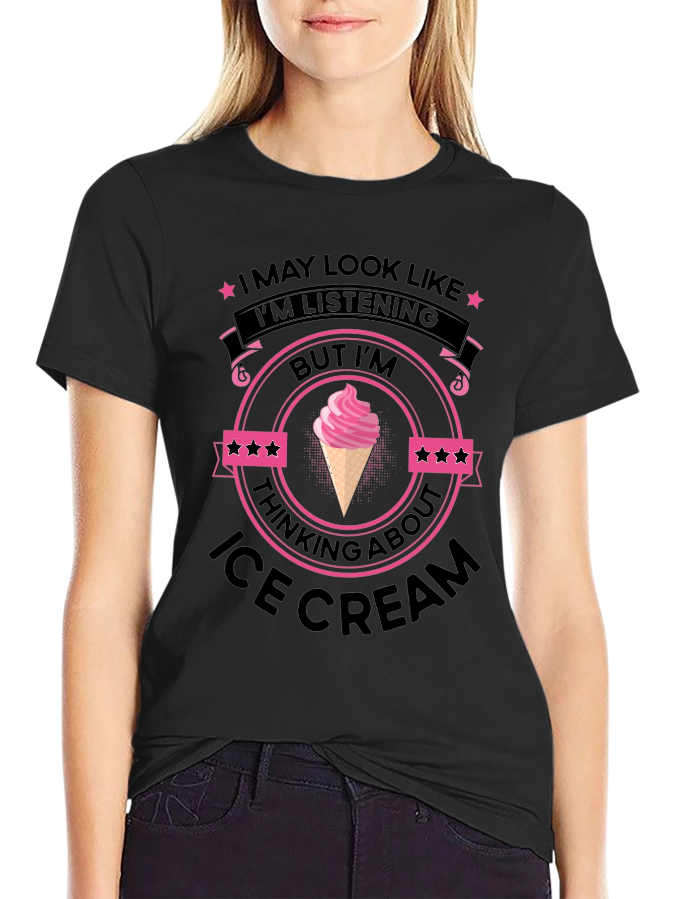 Black Ice Cream Minded Black T-Shirt view 2