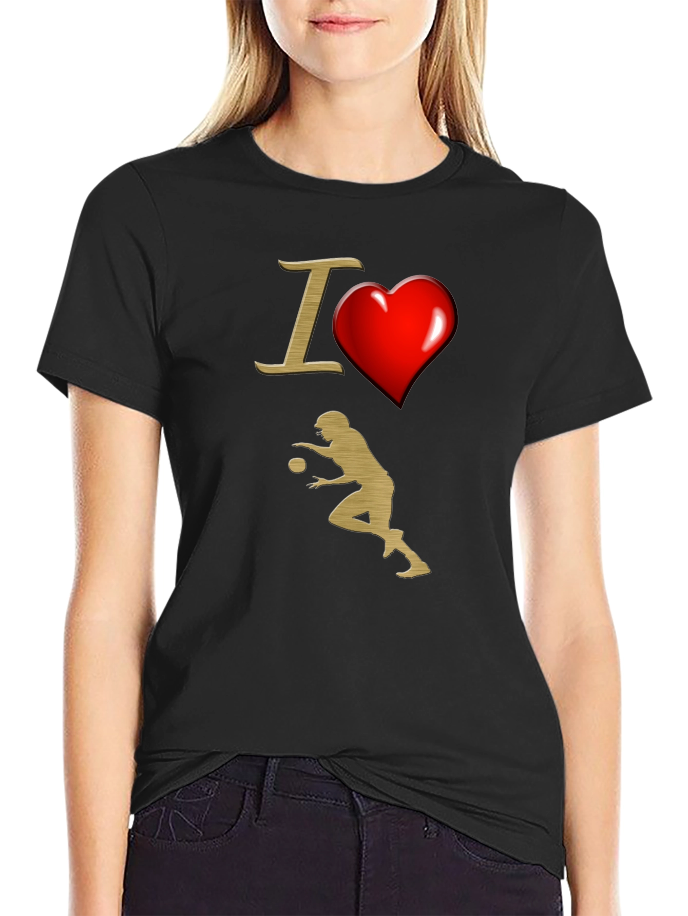 Black I Love Football Graphic Tee - Soft Cotton view 2