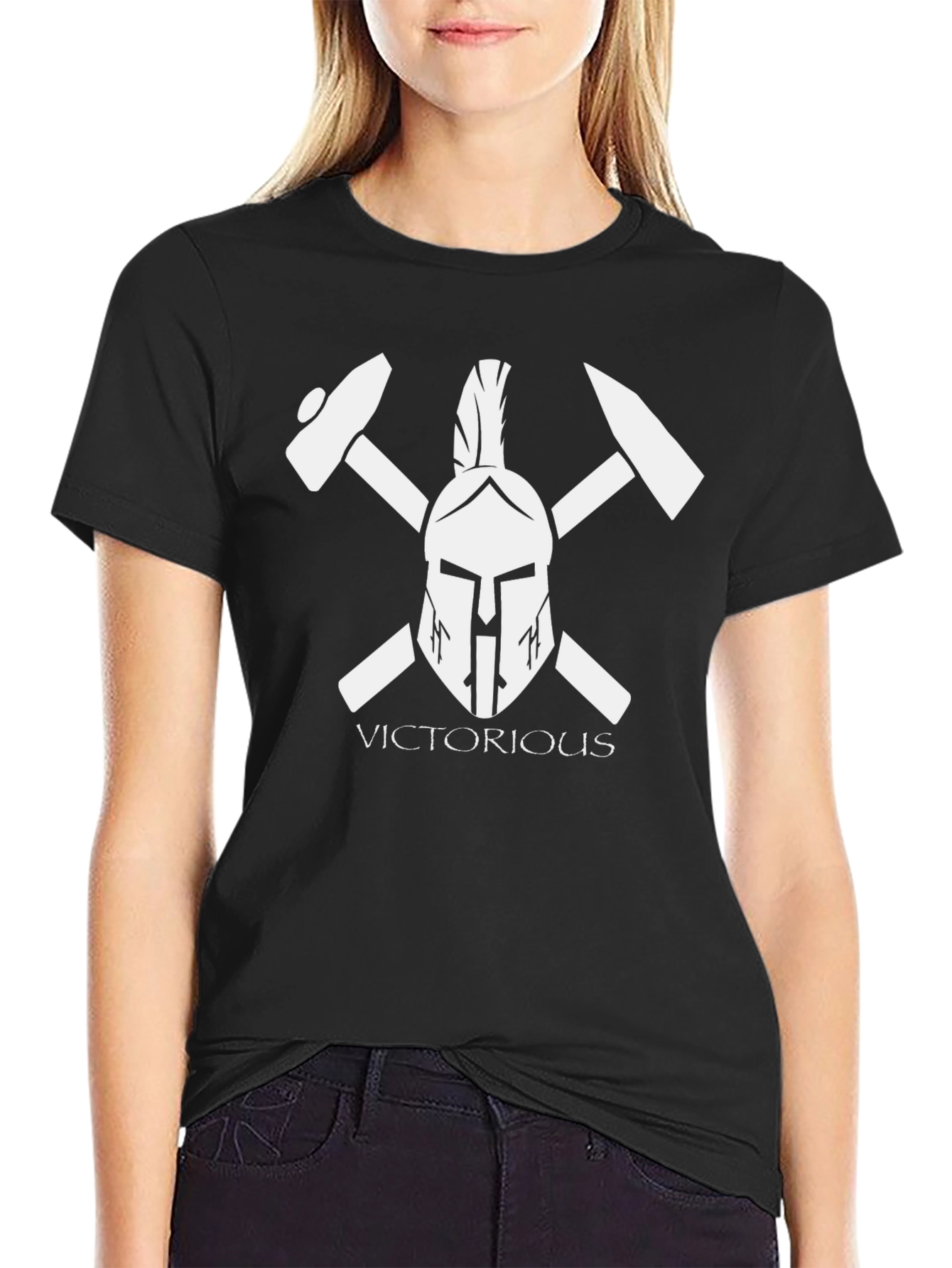 Victorious Spartan Helmet Black T-Shirt - 2