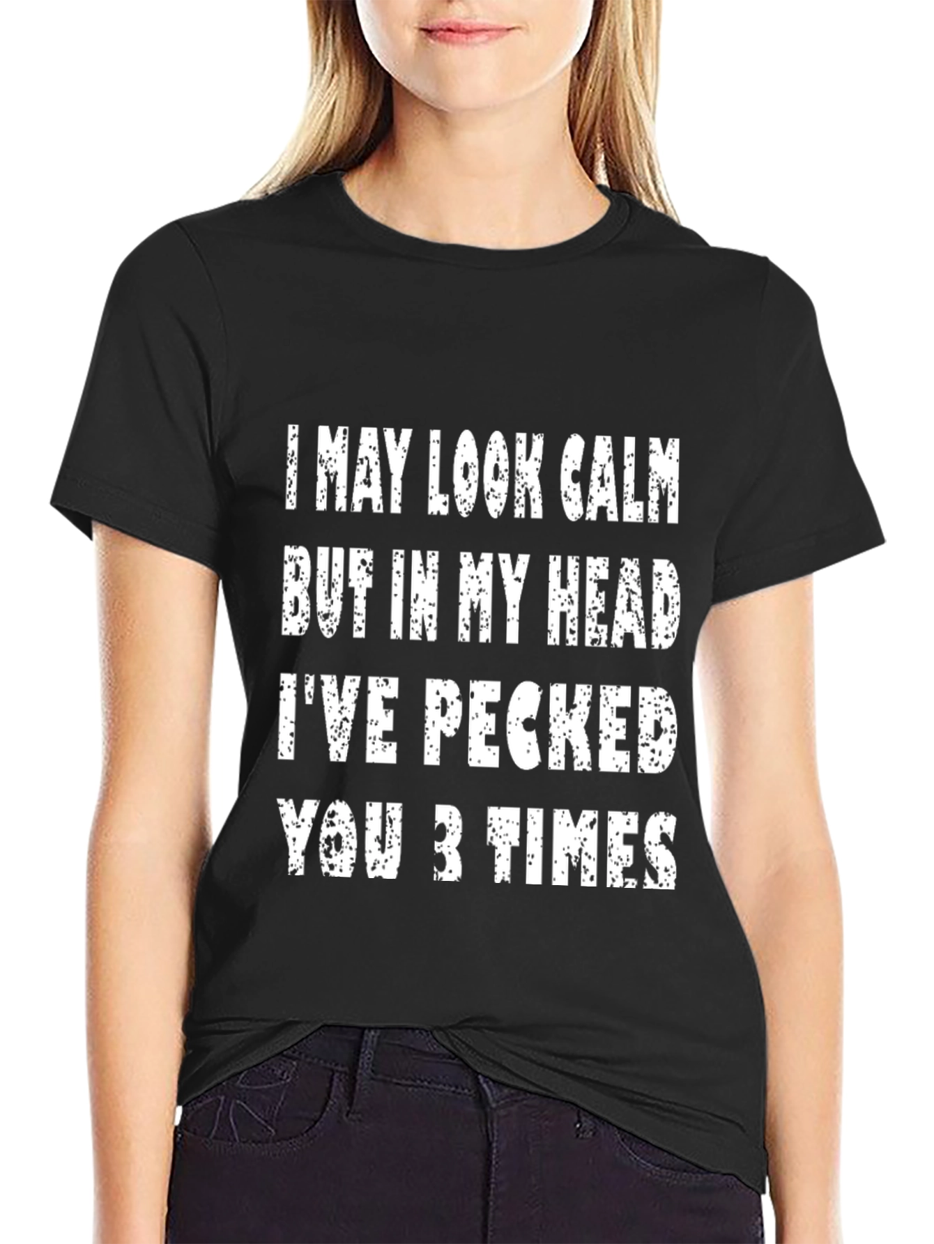 Black Funny "I May Look Calm" Graphic Tee - Black view 2