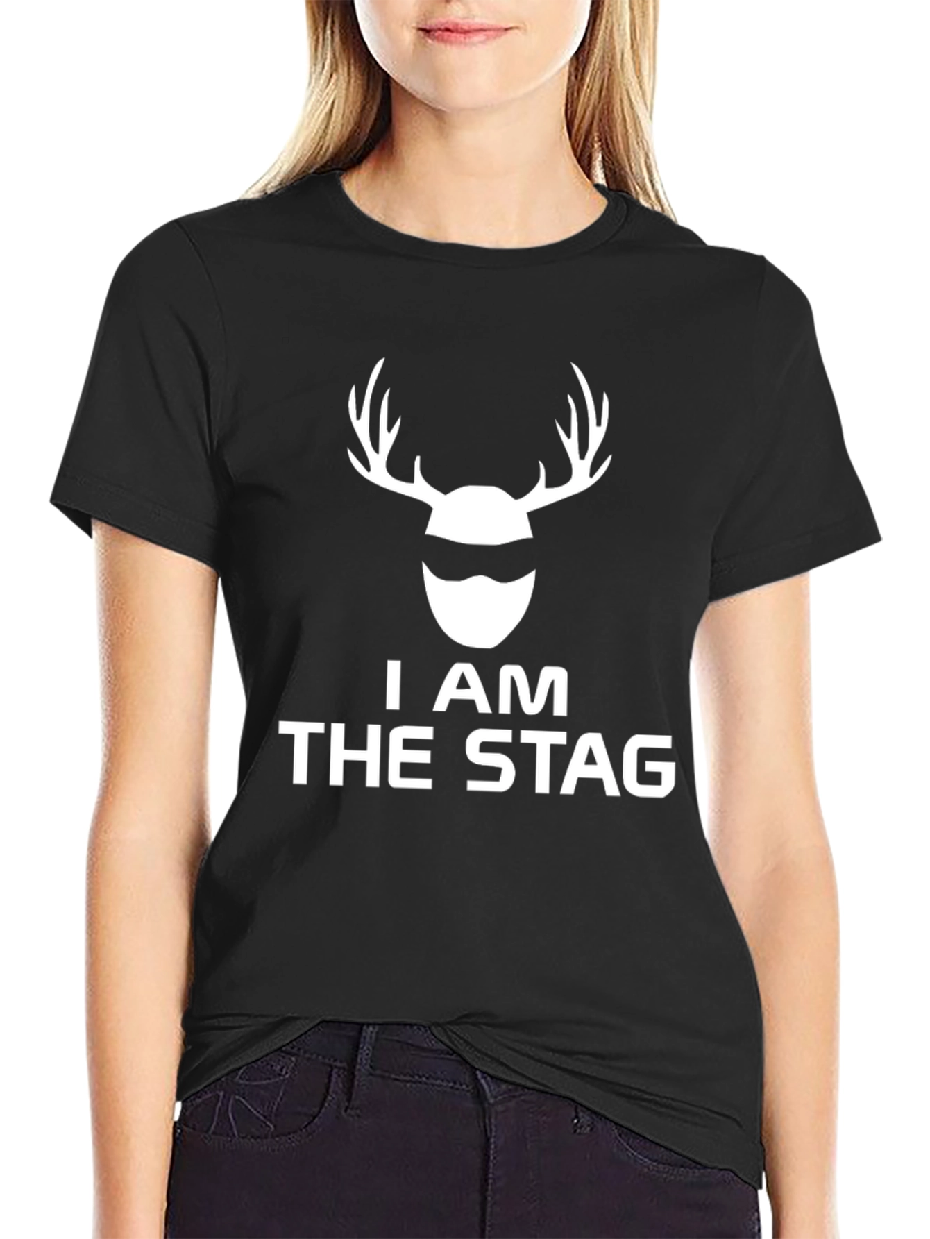 Black I AM THE STAG Graphic Tee - Black Stag Party T-Shirt view 2