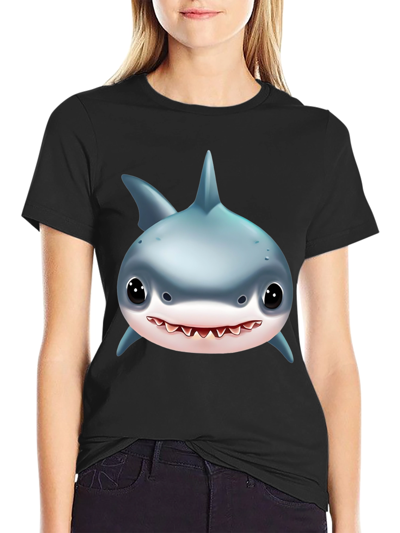 Shark Graphic Tee - Black Cotton T-Shirt - 2