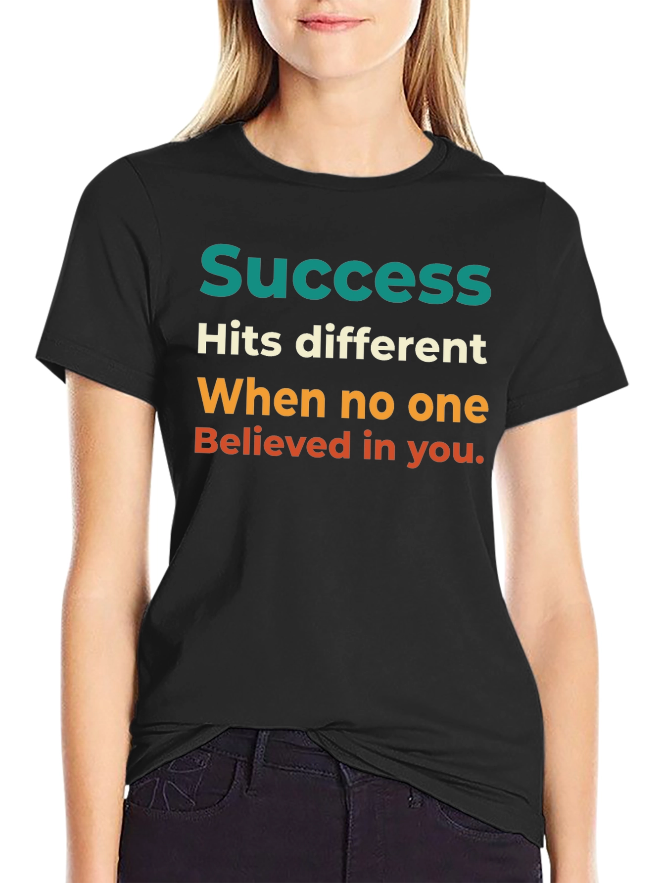 Black Success Motivational Graphic T-Shirt view 2