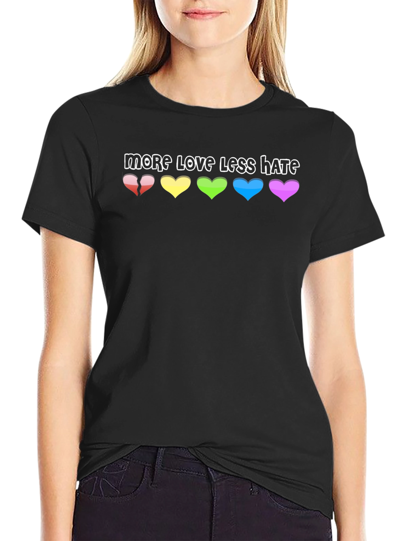 Black More Love Less Hate Graphic Tee view 2