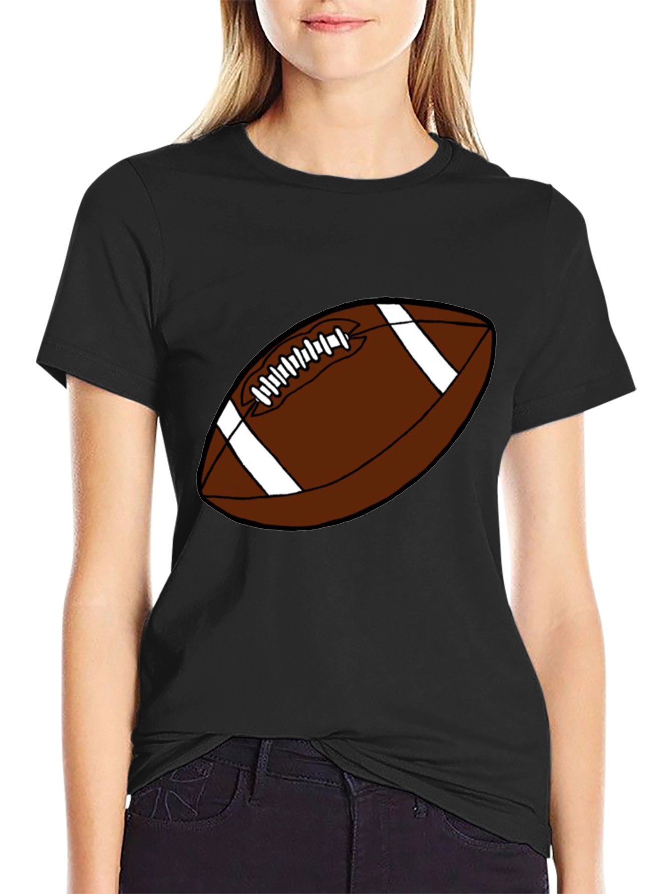 Black Football Graphic T-Shirt - Black Casual Tee view 2