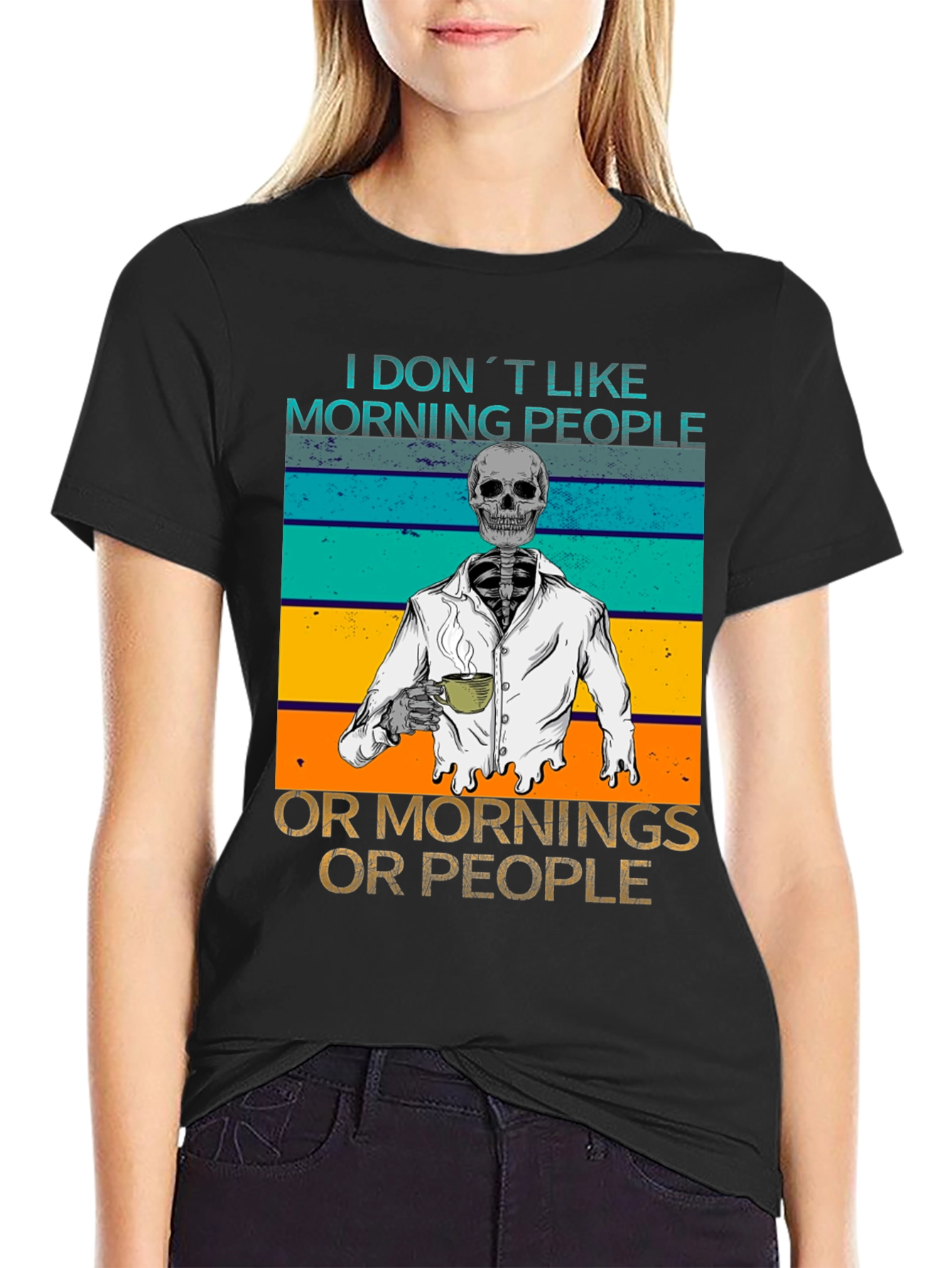Black I Don't Like Morning People Graphic Tee view 2