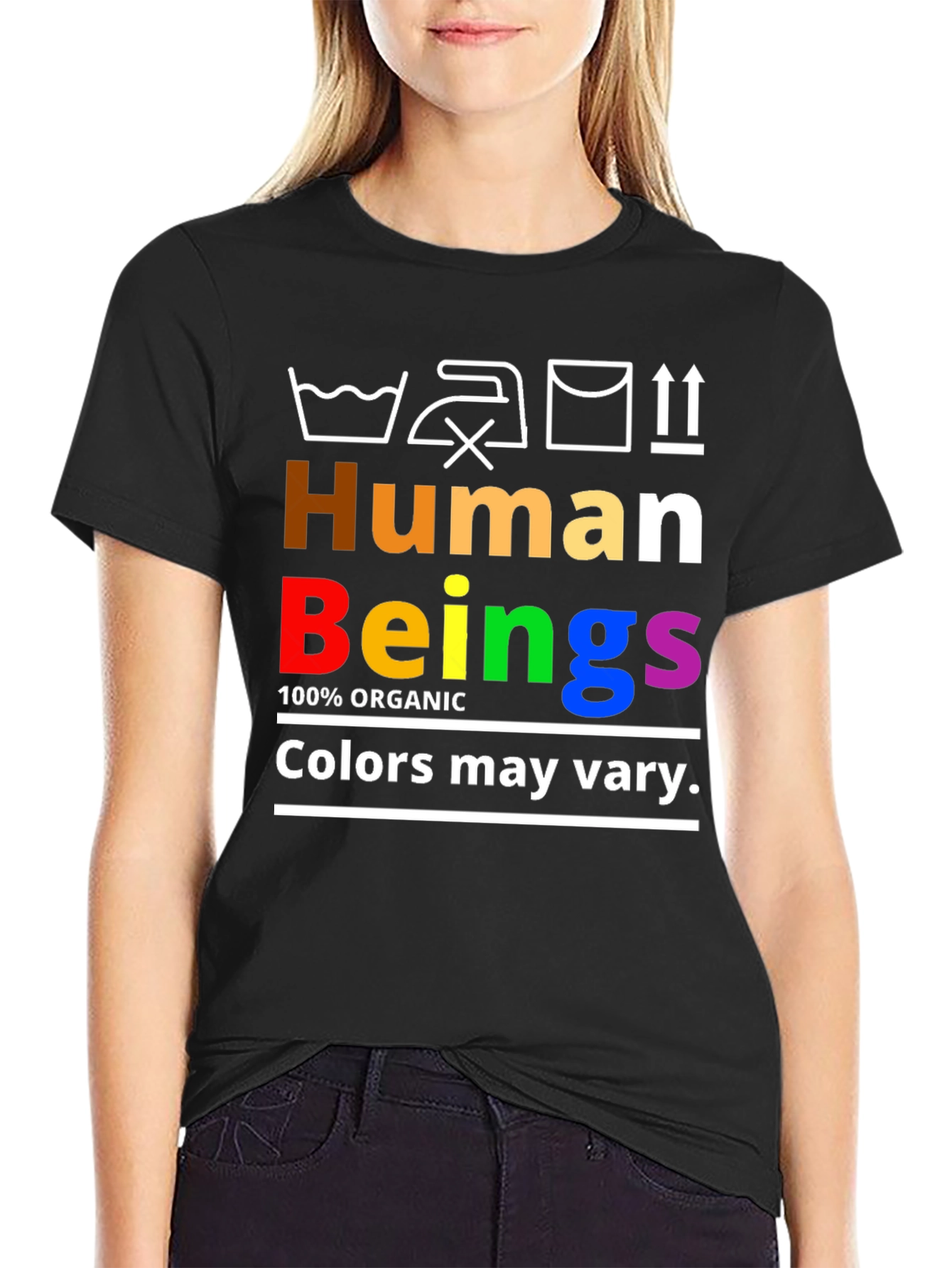 Black Human Beings Organic Rainbow Pride T-Shirt view 2