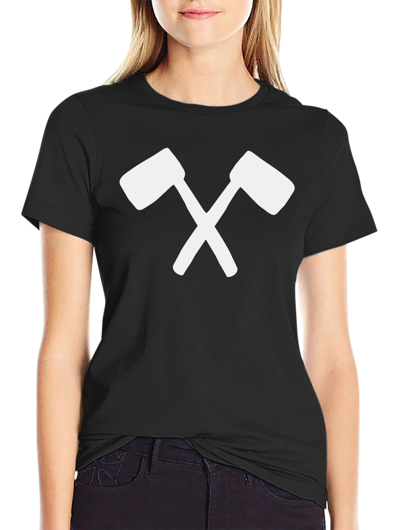 Black Crossed Mallets Graphic Tee - Bold Black T-Shirt view 2