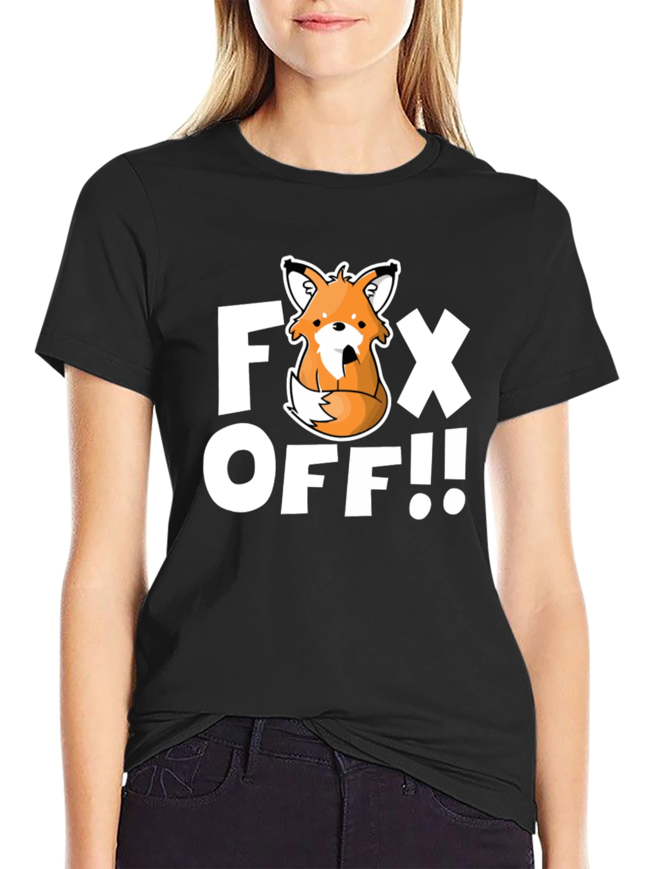Black Fox Off Graphic T-Shirt - Funny Novelty Tee view 2