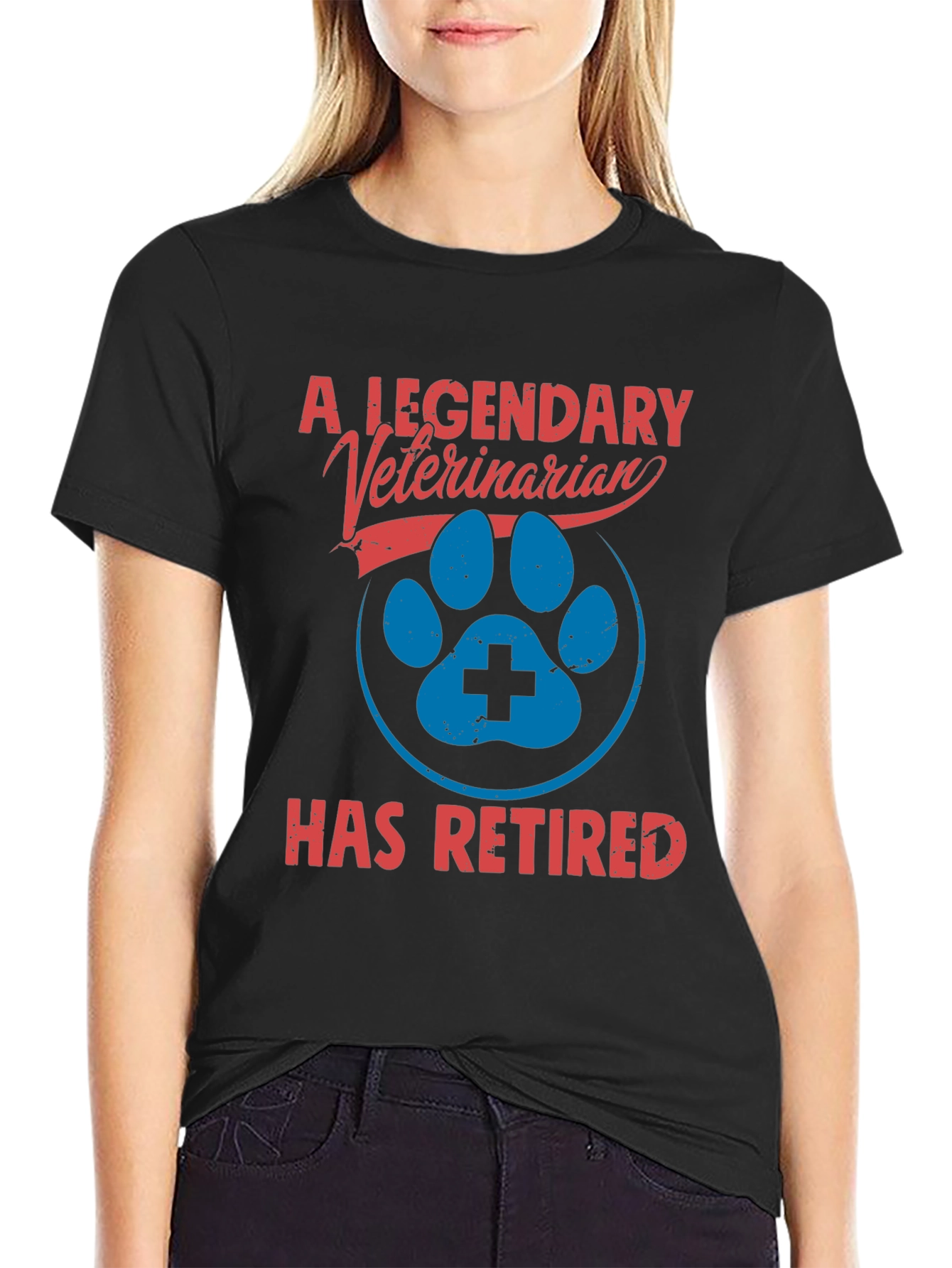 Black Legendary Veterinarian Retired T-Shirt view 2