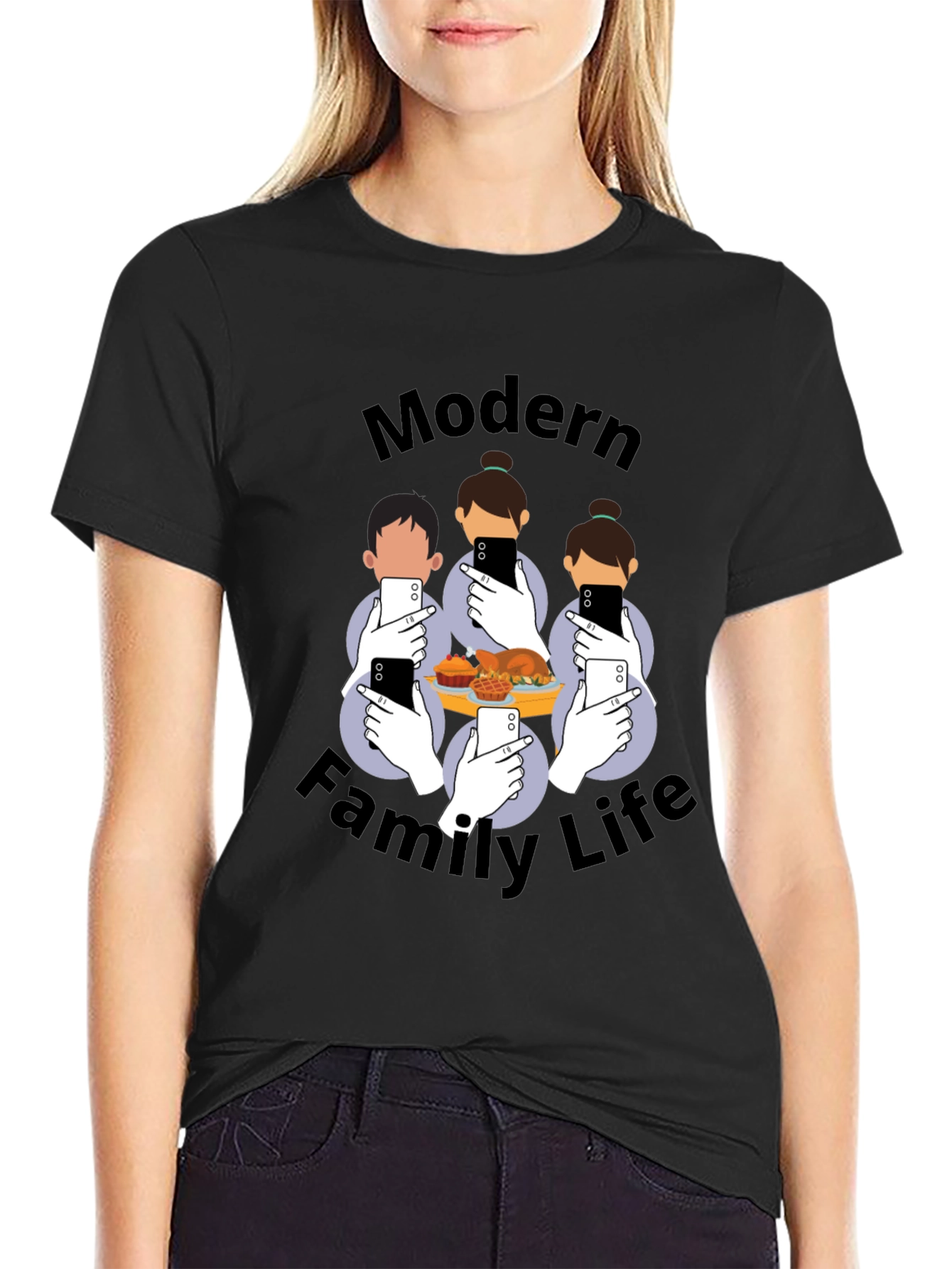 Black Modern Family Life T-Shirt - Social Media Thanksgiving Tee view 2