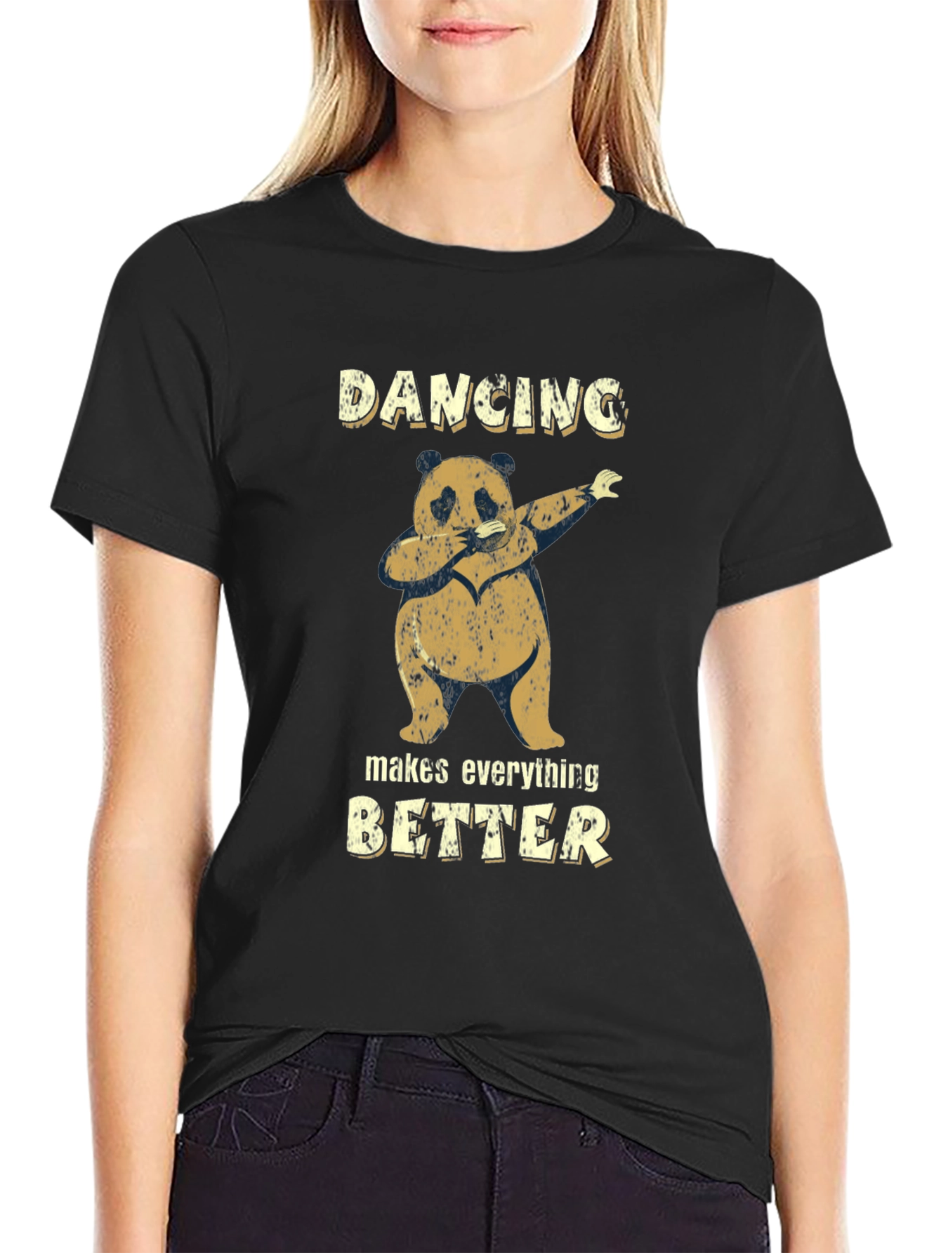 Black Dancing Panda Graphic Tee - Makes Everything Better view 2