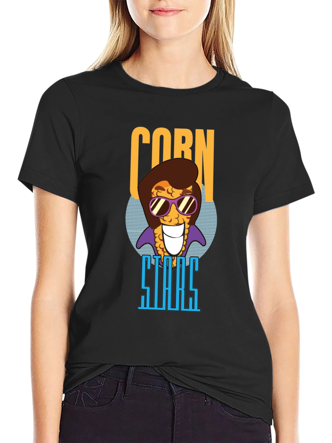 Black Corn Stars Graphic T-Shirt - Funny Foodie Tee view 2