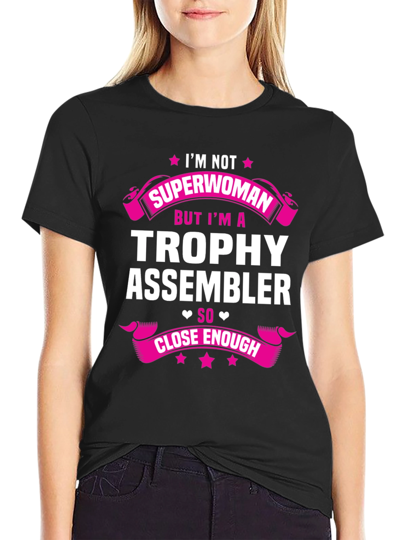 Black Trophy Assembler T-Shirt Funny Job Gift view 2