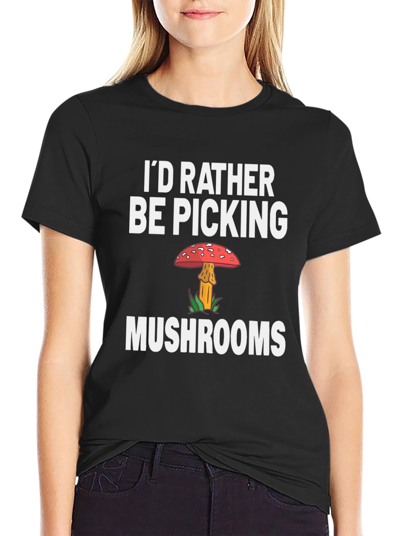 Black Mushroom Picker Graphic Tee - Novelty Shirt view 2