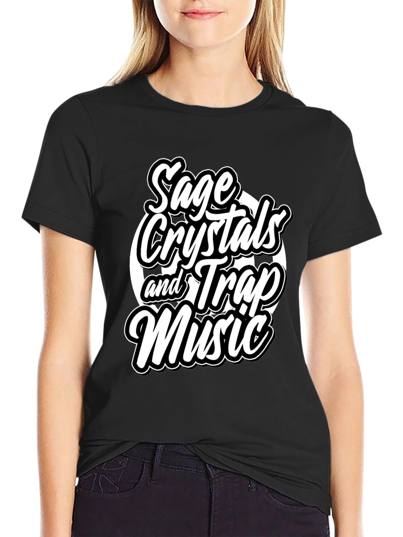 Black Sage Crystals & Trap Music Black Graphic Tee view 2