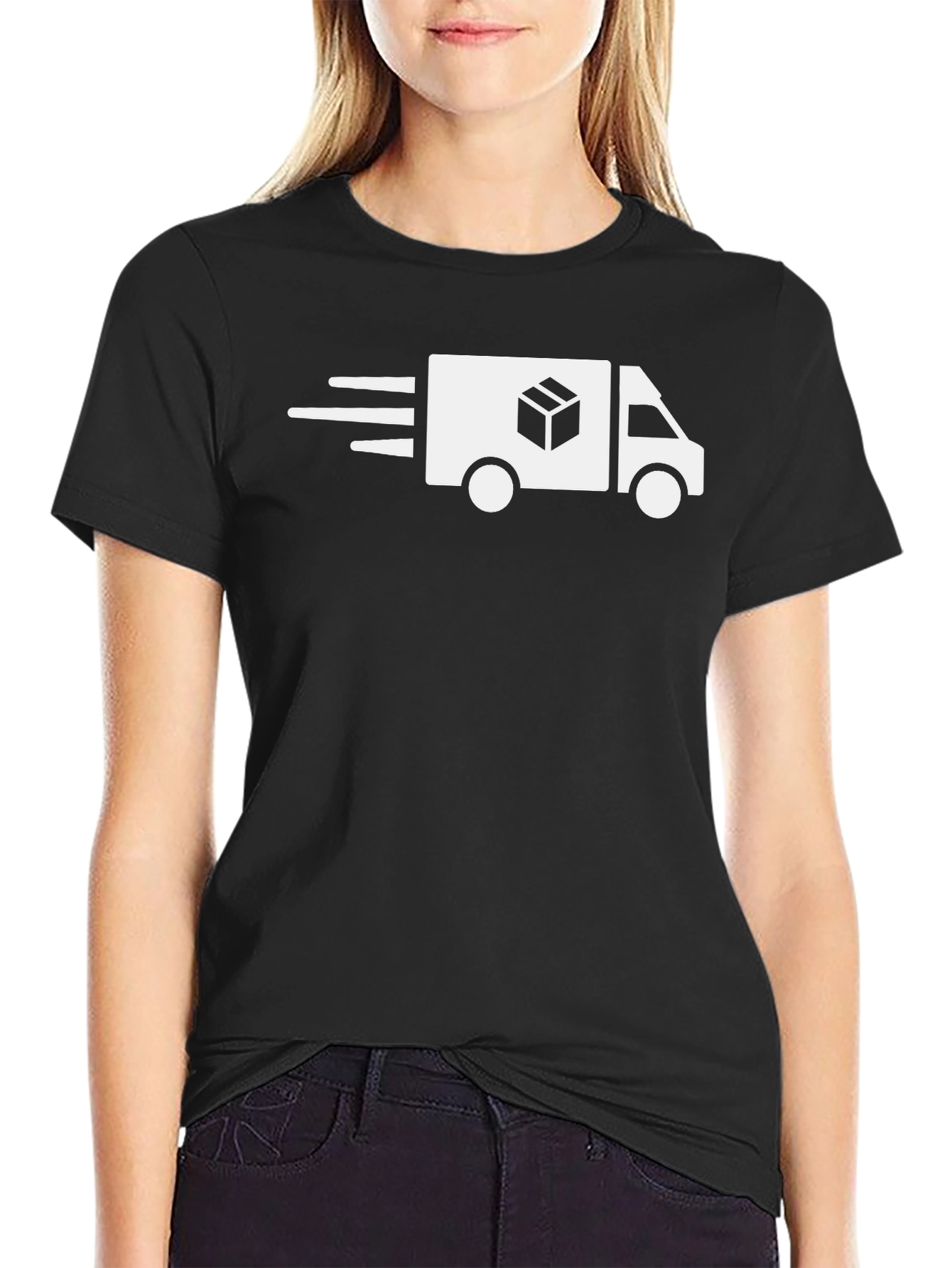 Black Delivery Truck Graphic Tee - Fast Shipping Shirt view 2