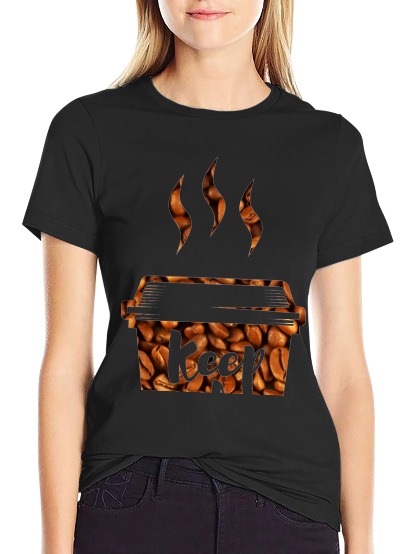Black Coffee Bean Grill T-Shirt - Keef Design view 2