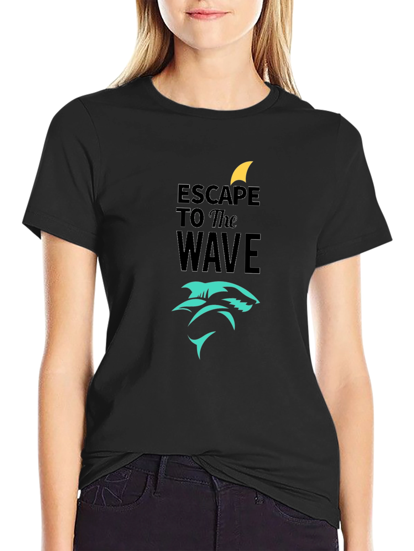 Black Escape to the Wave Black Graphic Tee view 2