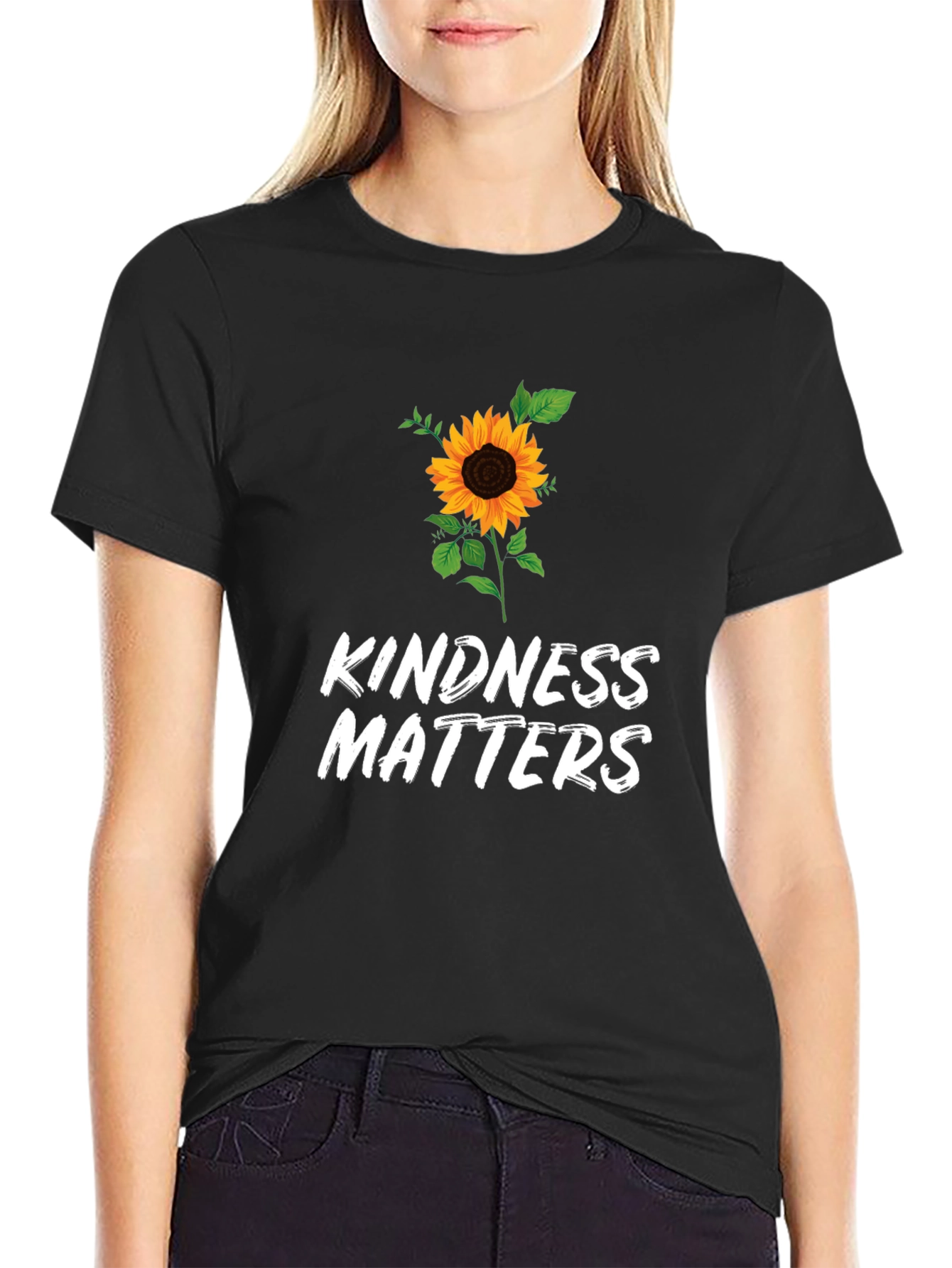 Black Kindness Matters Sunflower Graphic Tee view 2