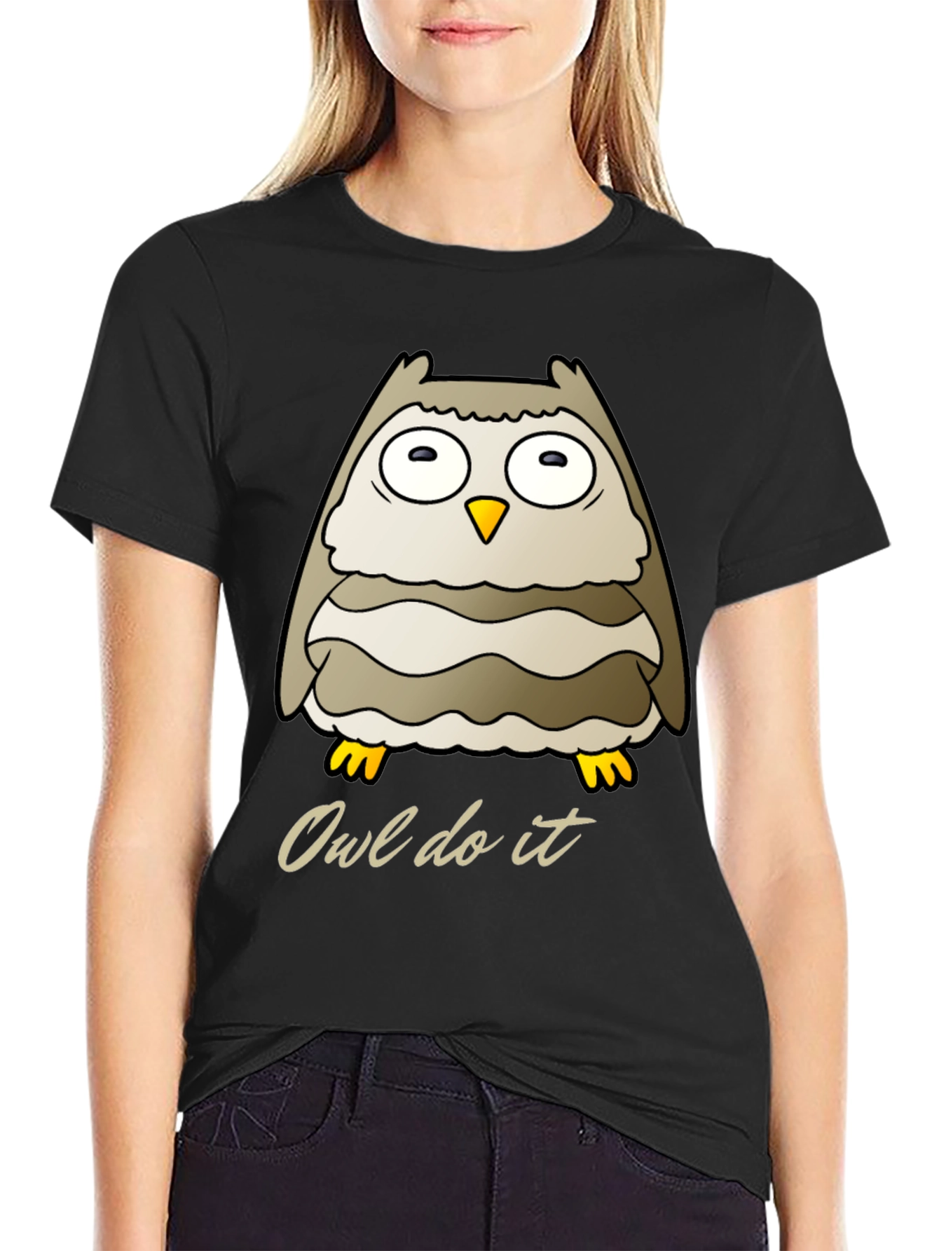 Black Owl Do It Graphic T-Shirt view 2