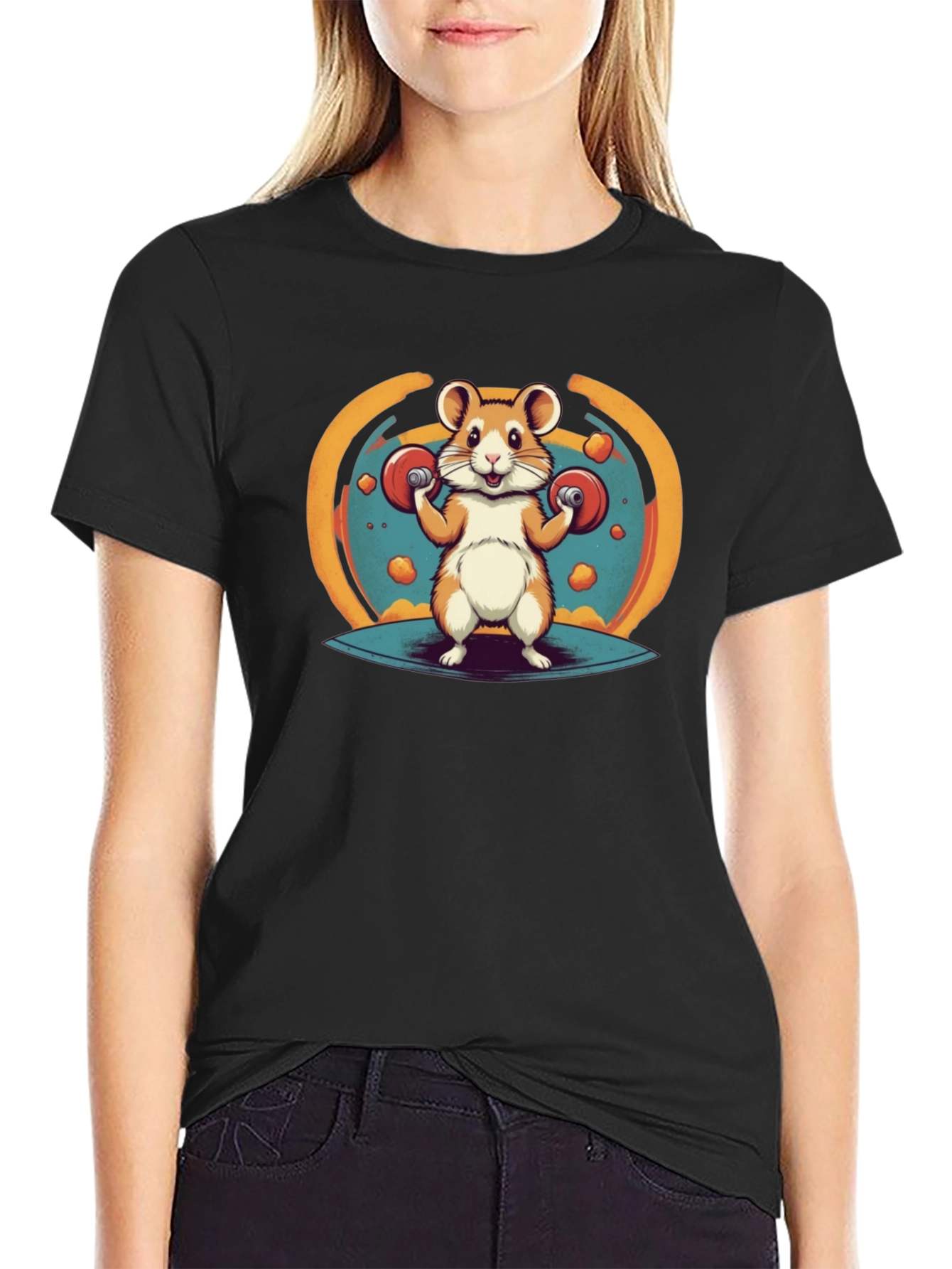Black Hamster Gym T-Shirt - Funny Workout Tee view 2
