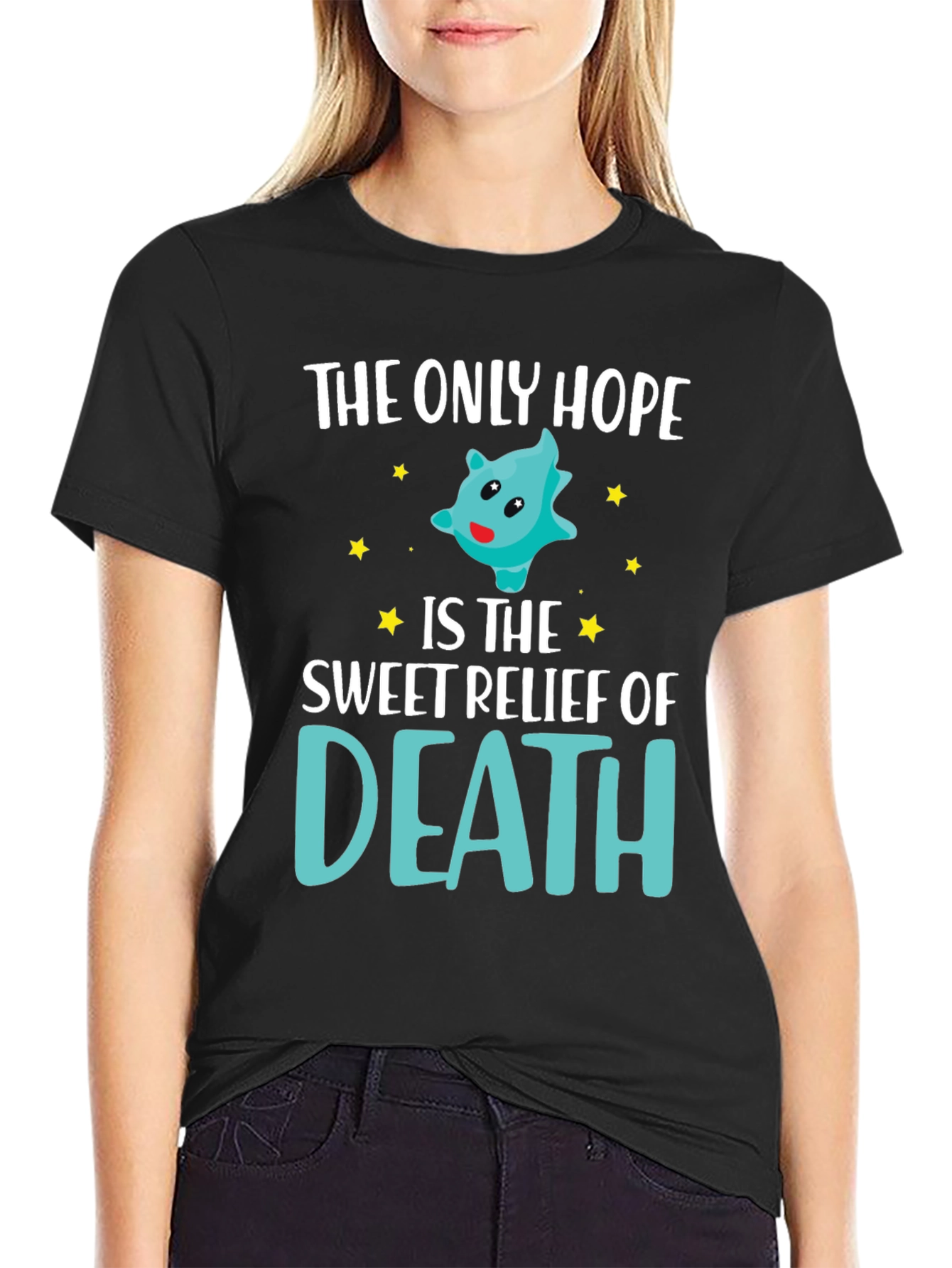 Black The Only Hope Death T-Shirt Funny Graphic Tee view 2
