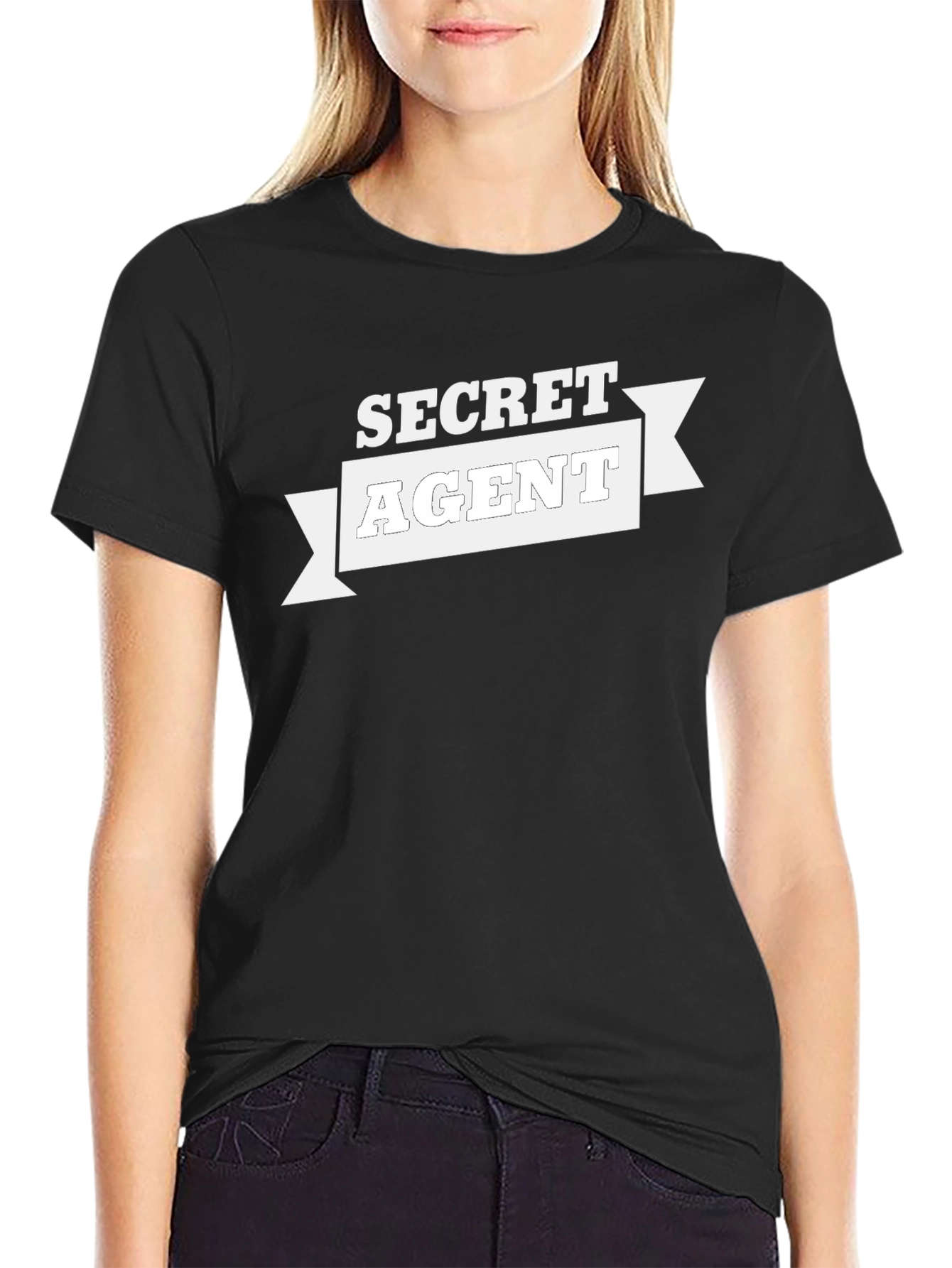 Black Secret Agent Black T-Shirt - Spy Novelty Tee view 2