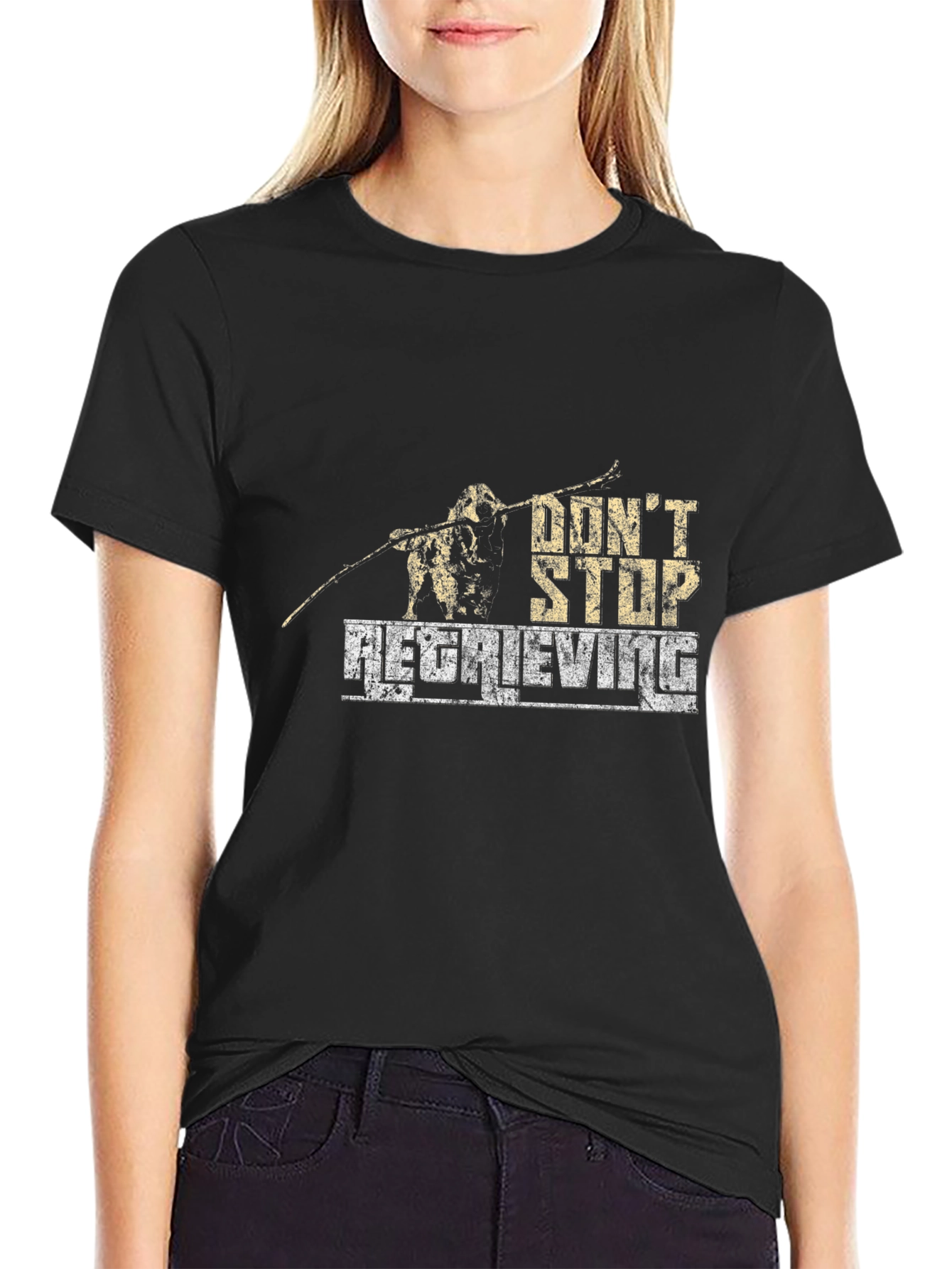 Black Don't Stop Retrieving Men's Black Graphic T-Shirt view 2