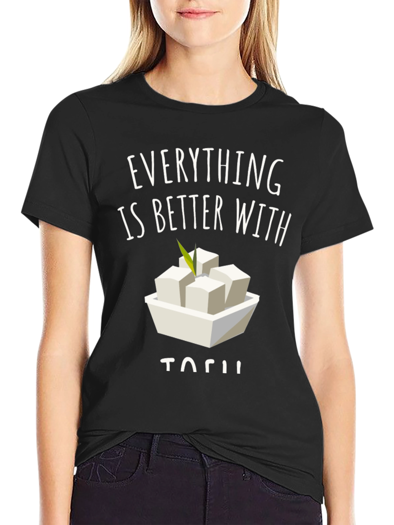 Black Everything is Better with Tofu Graphic Tee view 2