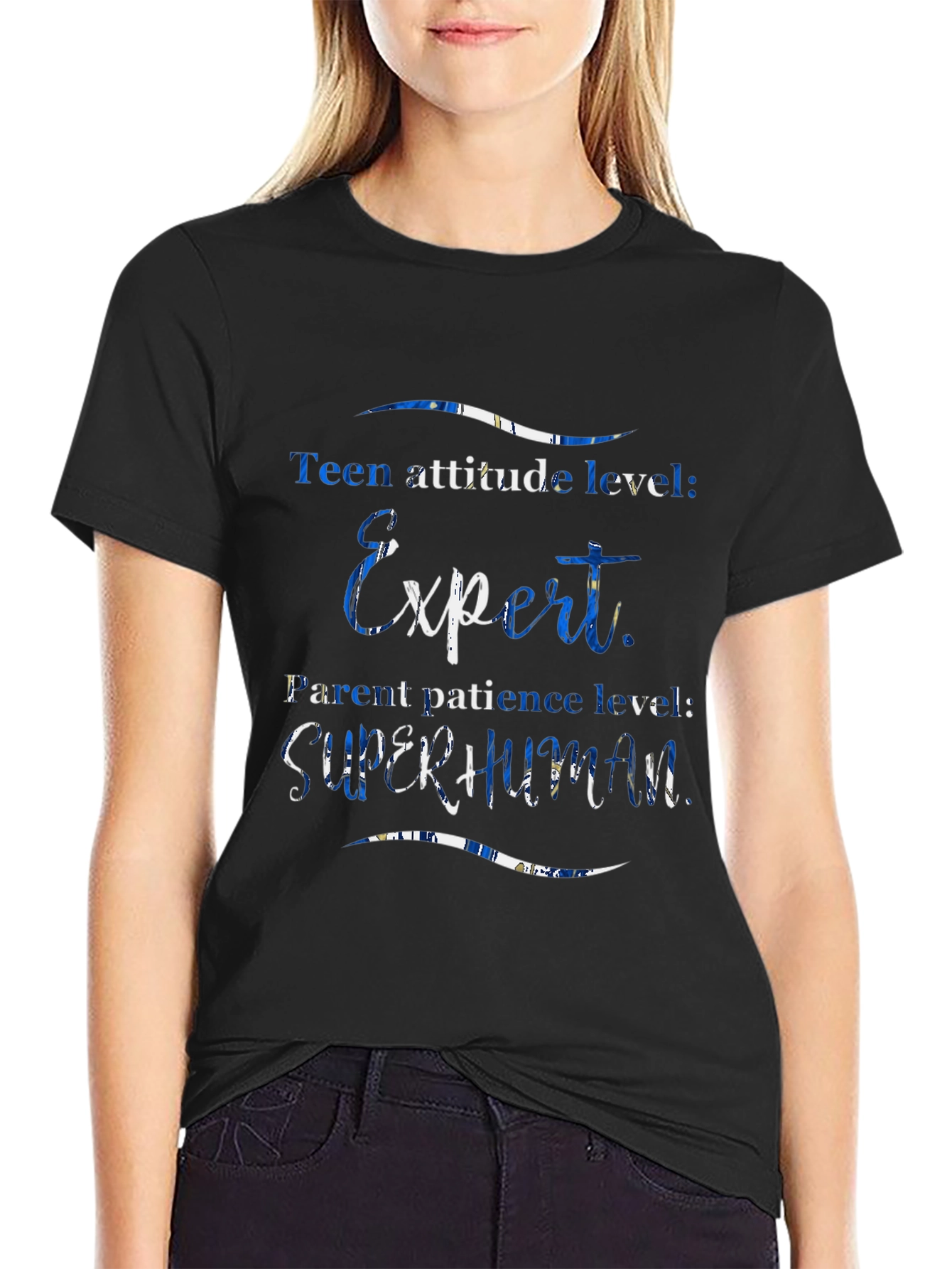 Black Teen Attitude Expert Superhuman Parent T-Shirt view 2